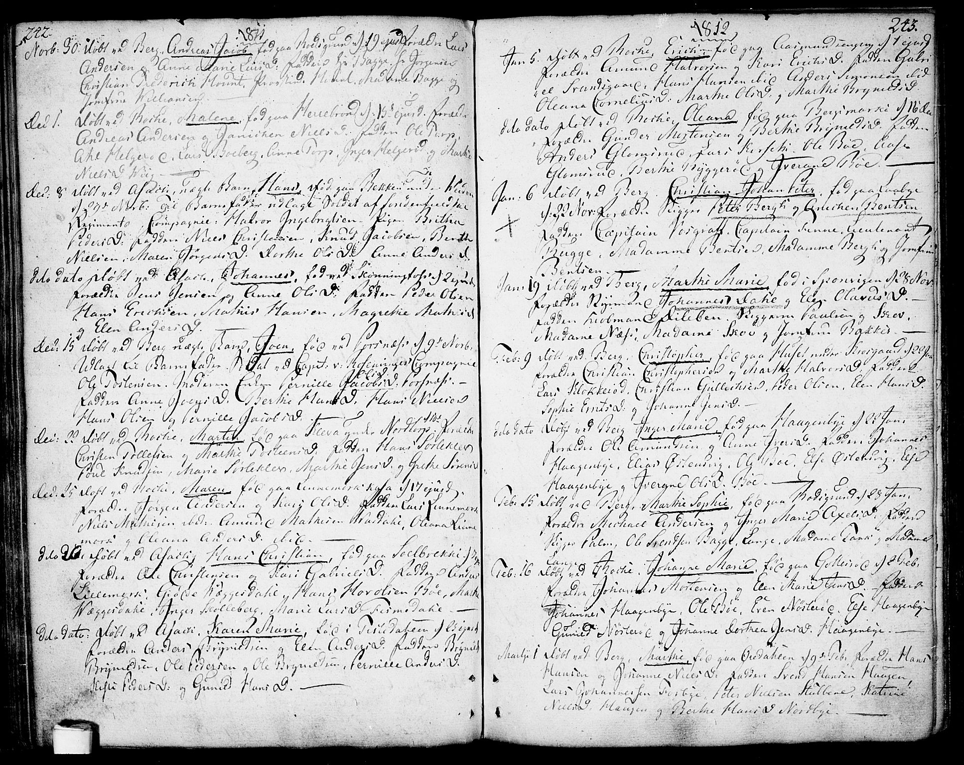 Berg prestekontor Kirkebøker, SAO/A-10902/F/Fa/L0001: Parish register (official) no. I 1, 1770-1814, p. 242-243