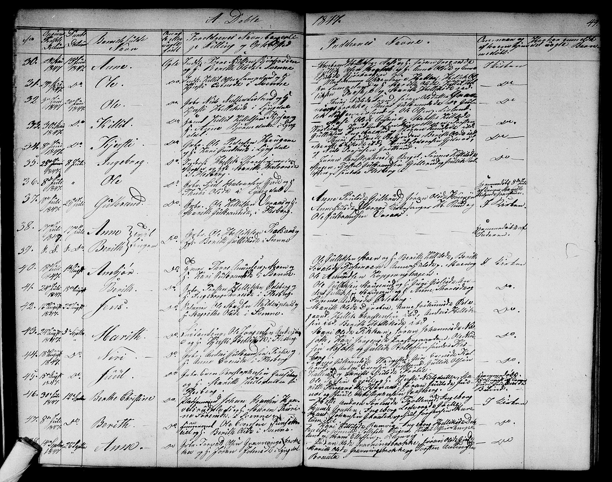 Flesberg kirkebøker, AV/SAKO-A-18/G/Ga/L0002: Parish register (copy) no. I 2, 1834-1860, p. 49