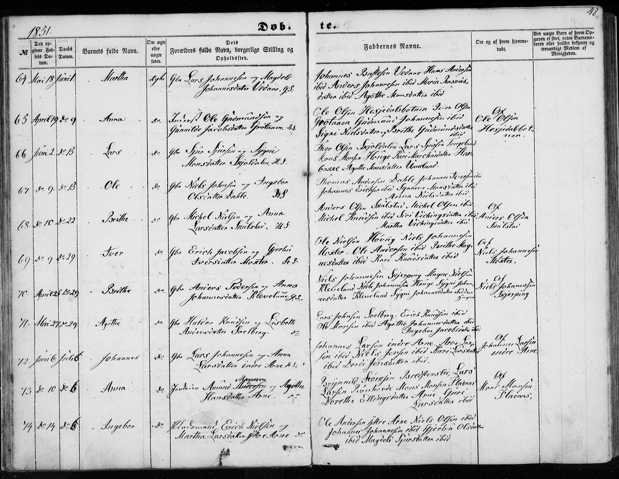 Haus sokneprestembete, AV/SAB-A-75601/H/Haa: Parish register (official) no. A 16 I, 1848-1857, p. 48