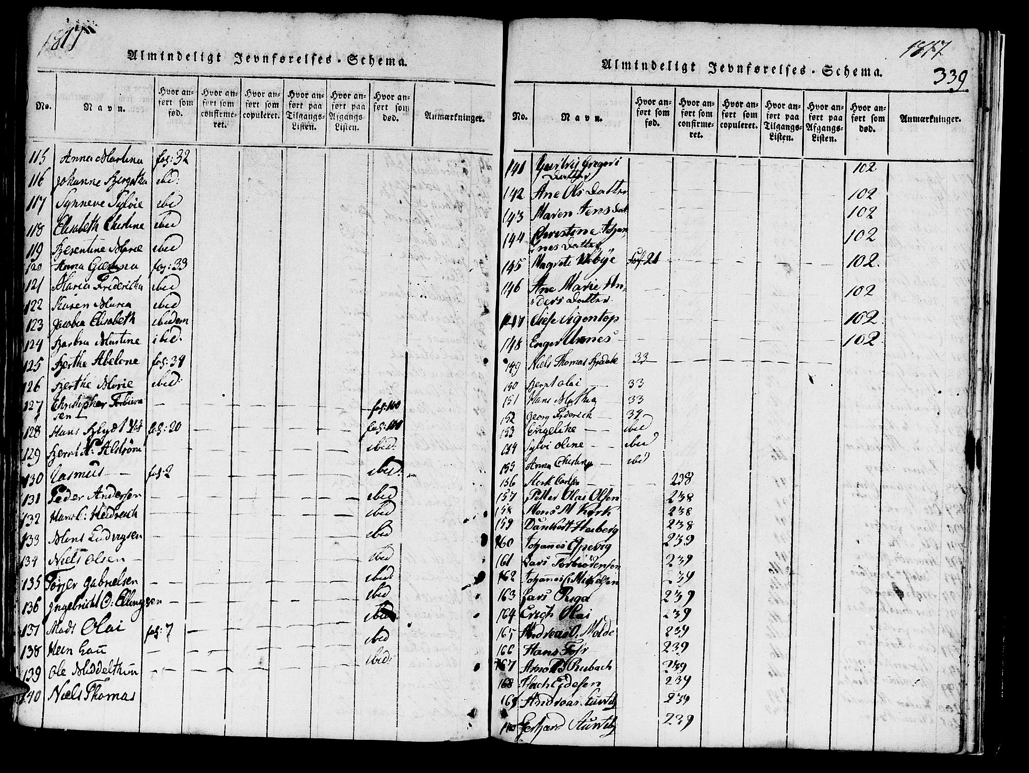 Domkirken sokneprestembete, AV/SAB-A-74801/H/Haa/L0010: Parish register (official) no. A 10, 1816-1821, p. 339