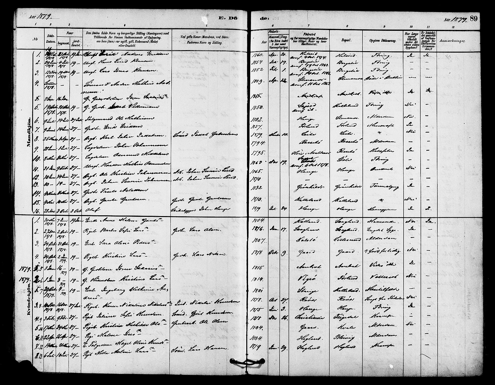 Haugesund sokneprestkontor, AV/SAST-A -101863/H/Ha/Haa/L0002: Parish register (official) no. A 2, 1878-1886, p. 89