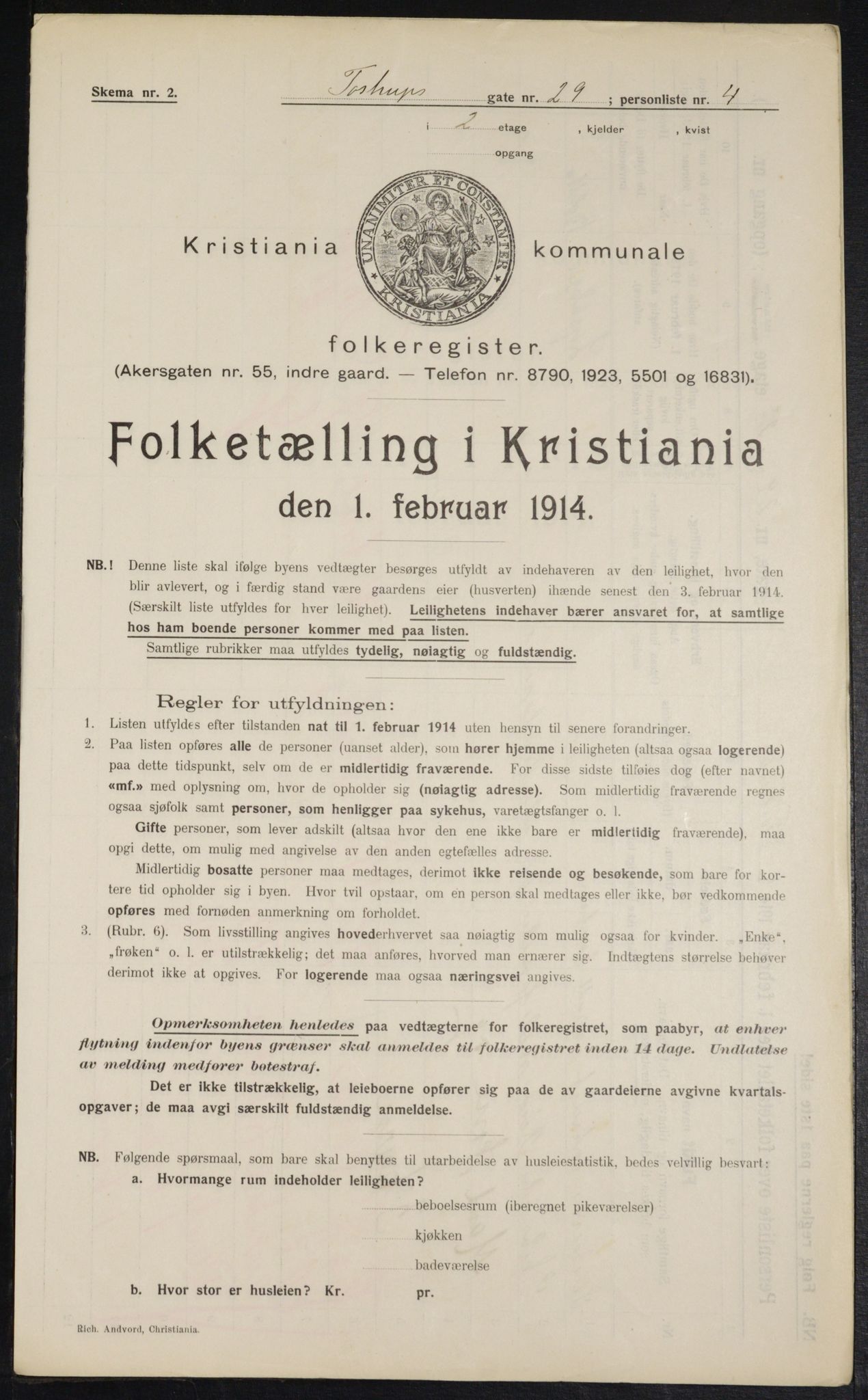 OBA, Municipal Census 1914 for Kristiania, 1914, p. 116122