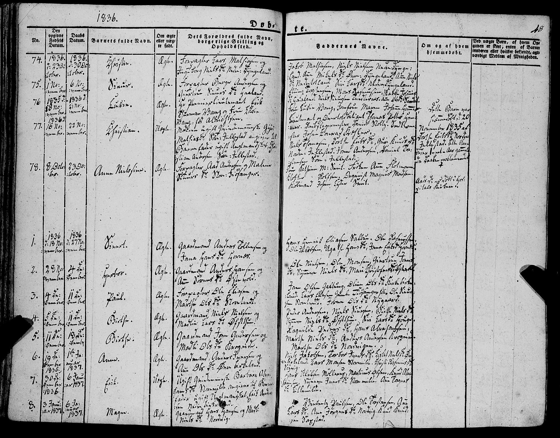 Fana Sokneprestembete, SAB/A-75101/H/Haa/Haaa/L0008: Parish register (official) no. A 8, 1829-1851, p. 48