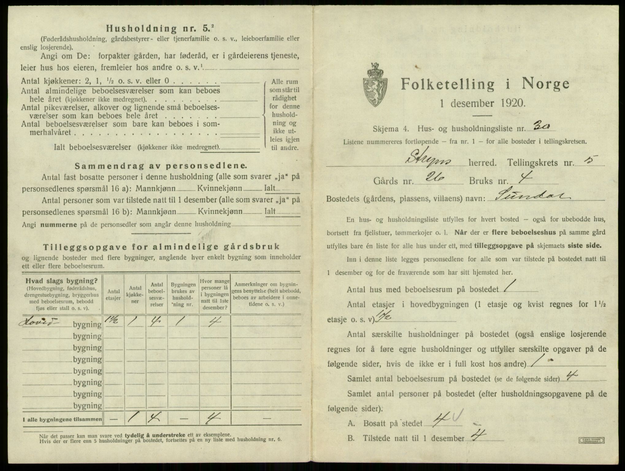 SAB, 1920 census for Stryn, 1920, p. 297