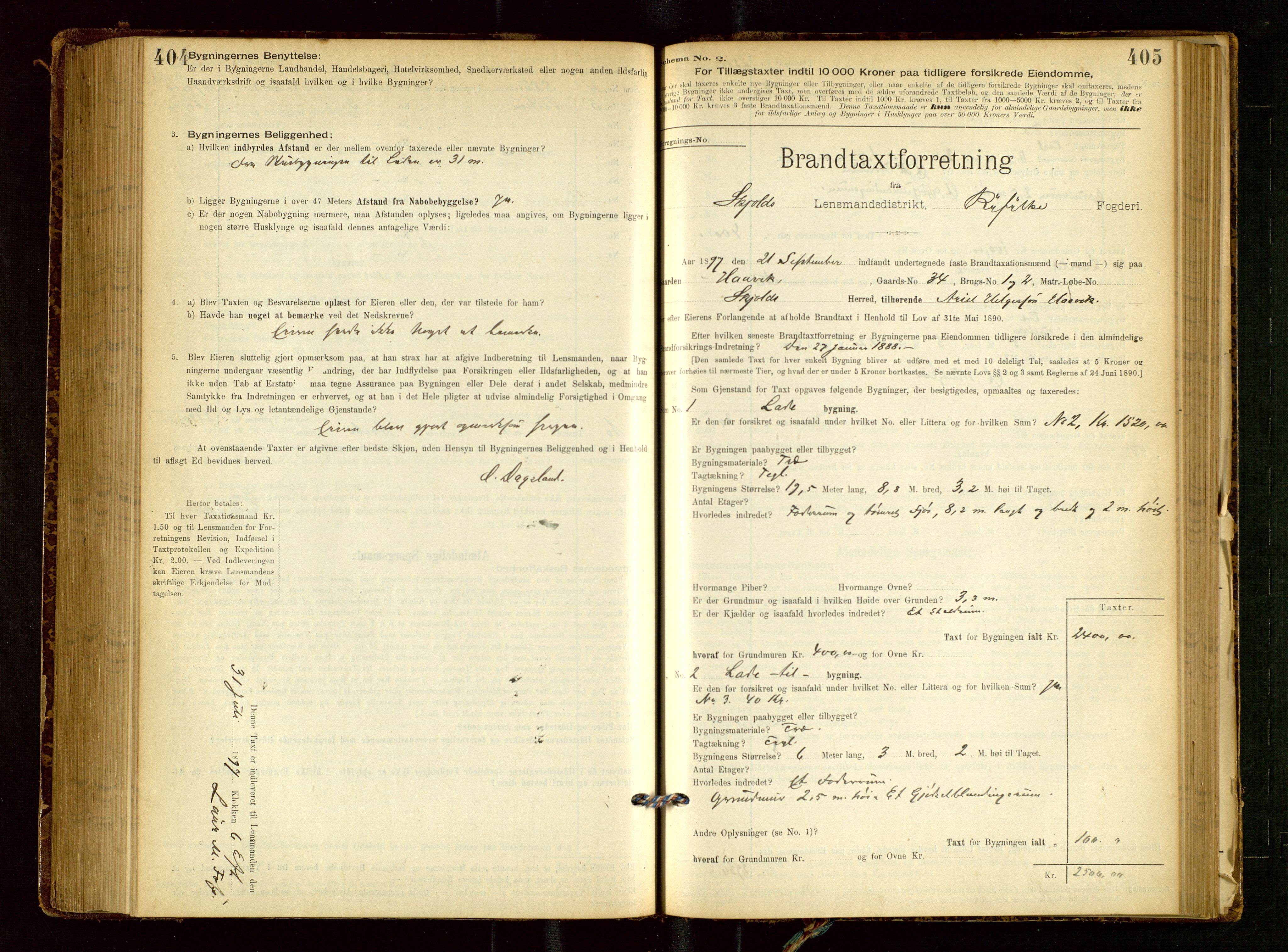 Skjold lensmannskontor, AV/SAST-A-100182/Gob/L0001: "Brandtaxationsprotokol for Skjold Lensmandsdistrikt Ryfylke Fogderi", 1894-1939, p. 404-405