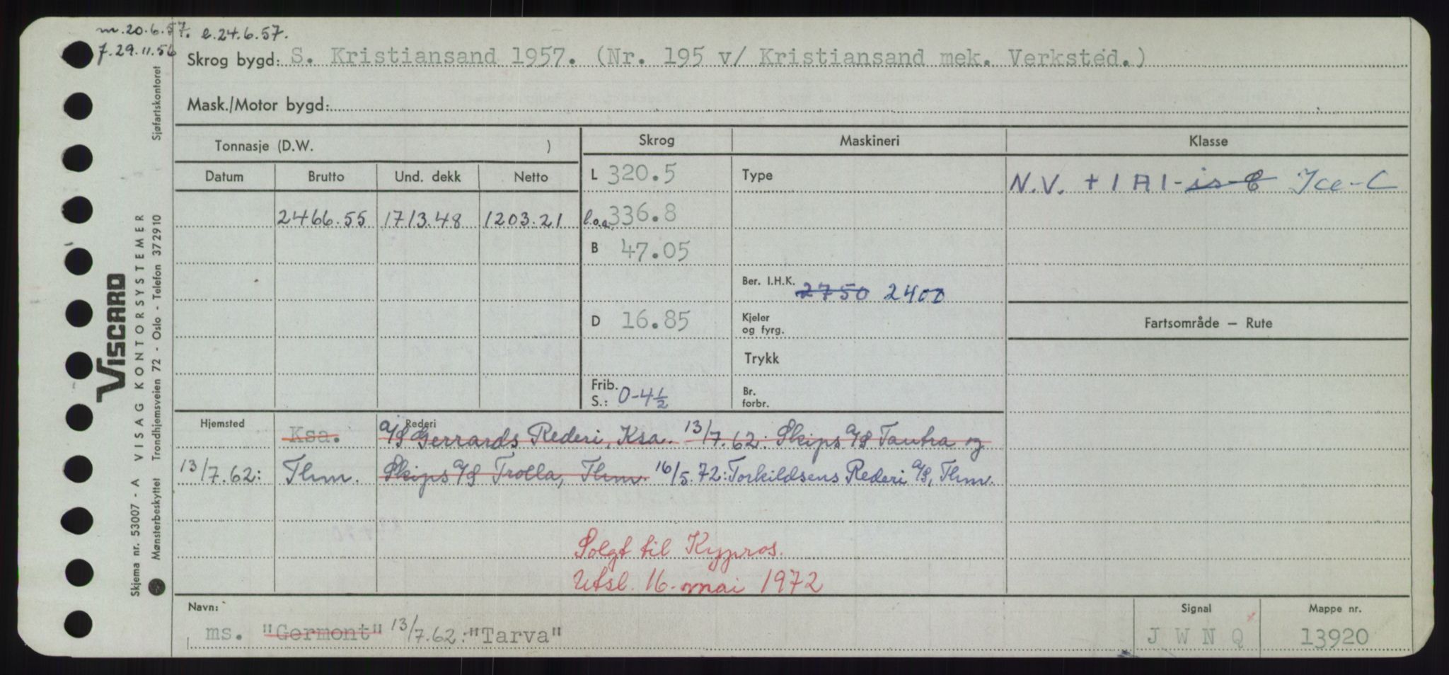 Sjøfartsdirektoratet med forløpere, Skipsmålingen, RA/S-1627/H/Hd/L0038: Fartøy, T-Th, p. 257