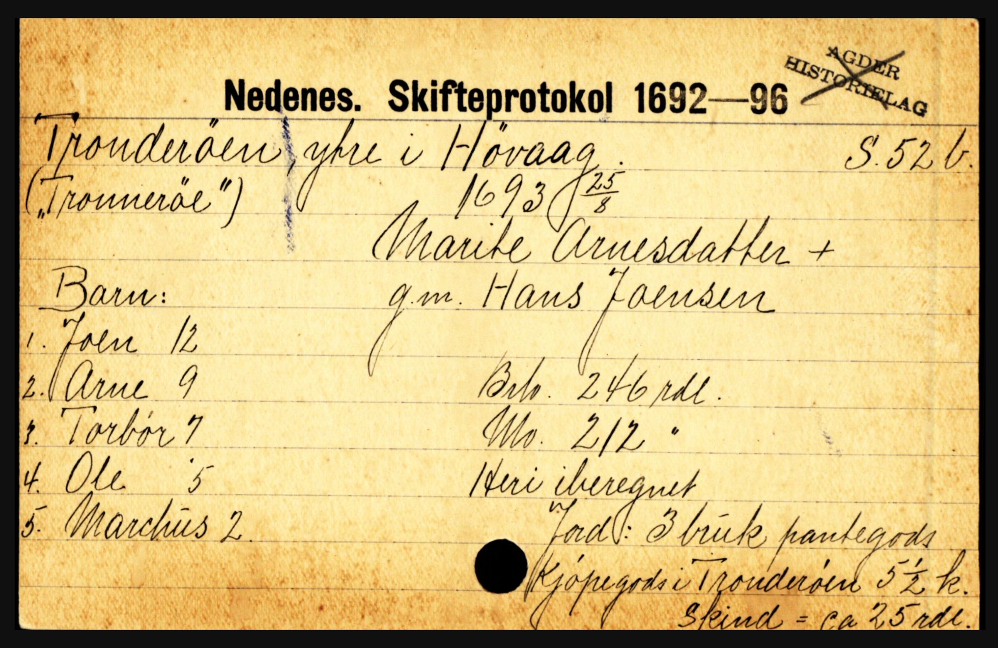 Nedenes sorenskriveri før 1824, AV/SAK-1221-0007/H, p. 30885