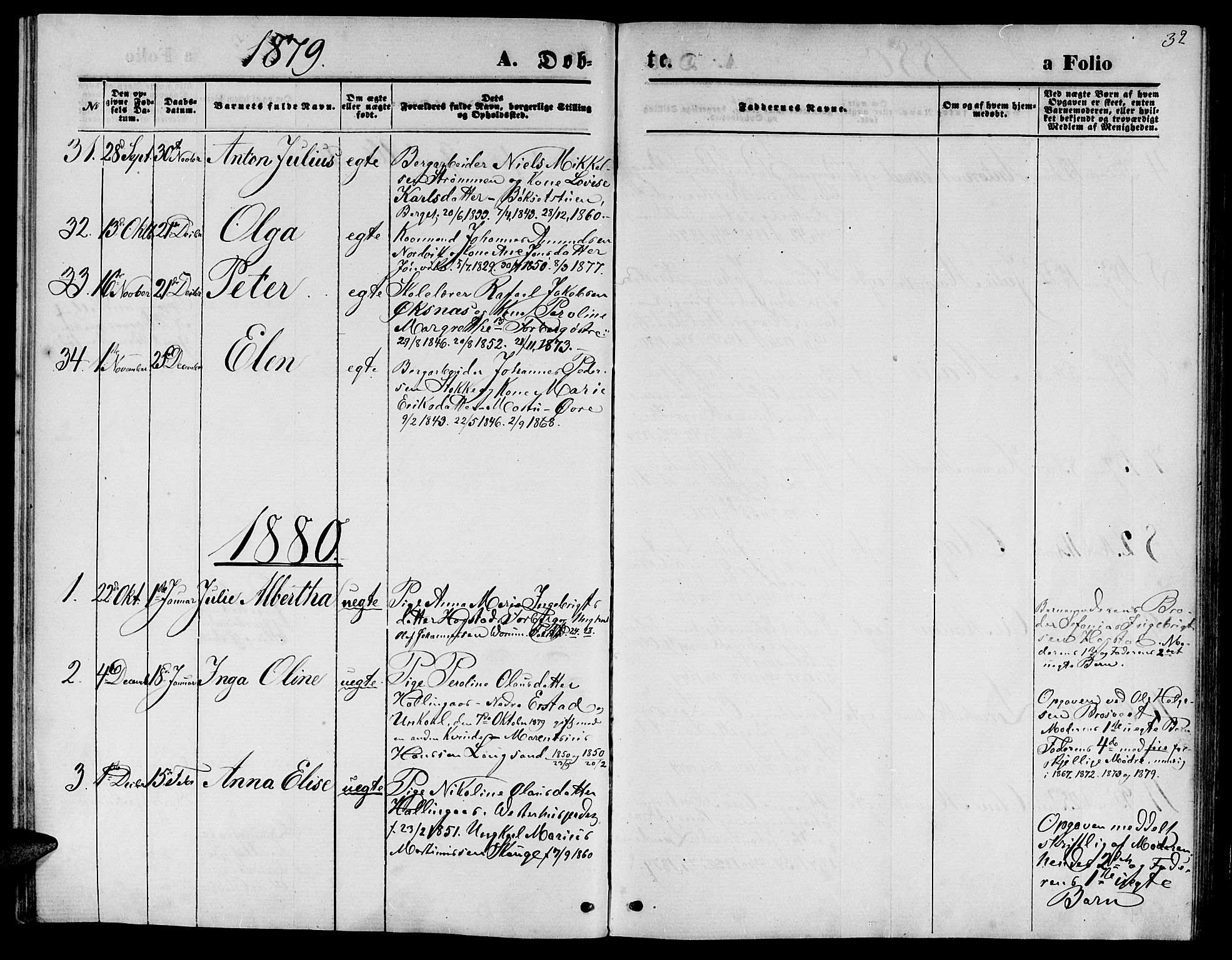 Ministerialprotokoller, klokkerbøker og fødselsregistre - Nord-Trøndelag, SAT/A-1458/722/L0225: Parish register (copy) no. 722C01, 1871-1888, p. 32