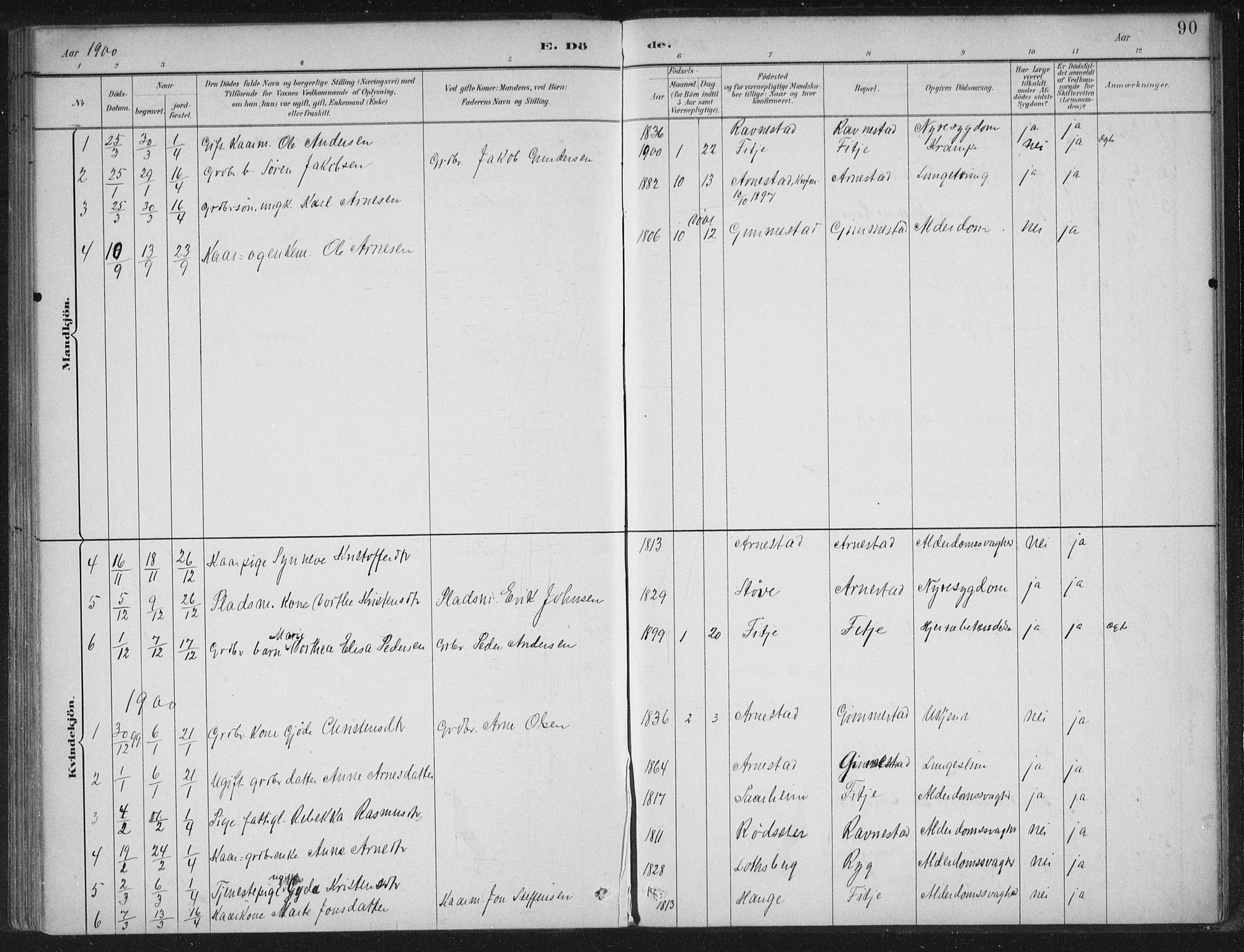 Gloppen sokneprestembete, AV/SAB-A-80101/H/Haa/Haad/L0001: Parish register (official) no. D  1, 1885-1910, p. 90