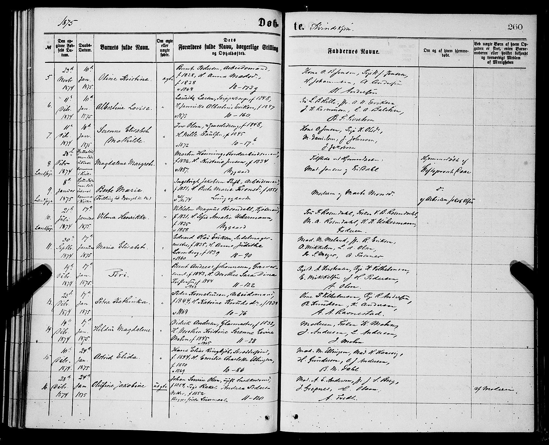 Domkirken sokneprestembete, SAB/A-74801/H/Hab/L0013: Parish register (copy) no. B 6, 1869-1876, p. 260