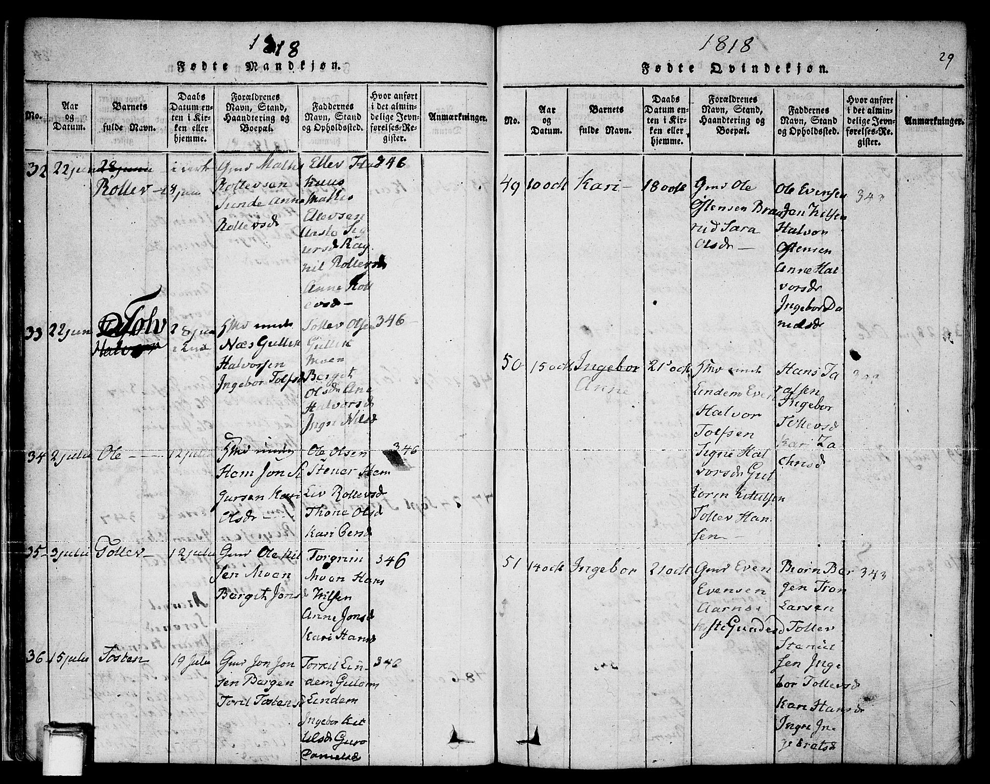 Sauherad kirkebøker, AV/SAKO-A-298/F/Fa/L0005: Parish register (official) no. I 5, 1815-1829, p. 29