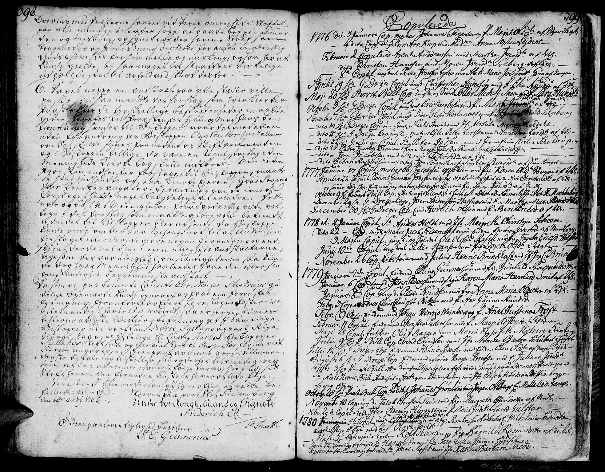 Ministerialprotokoller, klokkerbøker og fødselsregistre - Møre og Romsdal, AV/SAT-A-1454/572/L0840: Parish register (official) no. 572A03, 1754-1784, p. 398-399