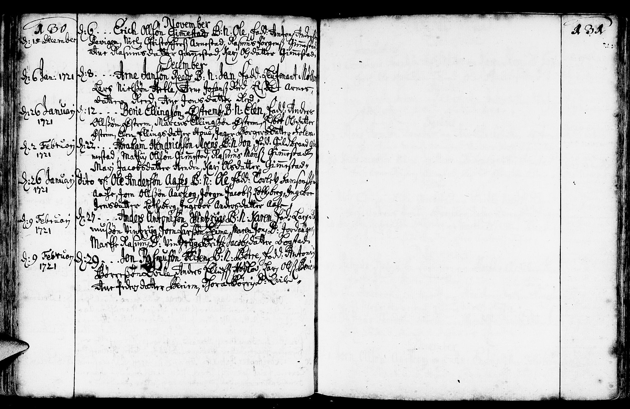 Gloppen sokneprestembete, AV/SAB-A-80101/H/Haa/Haaa/L0002: Parish register (official) no. A 2, 1712-1735, p. 130-131