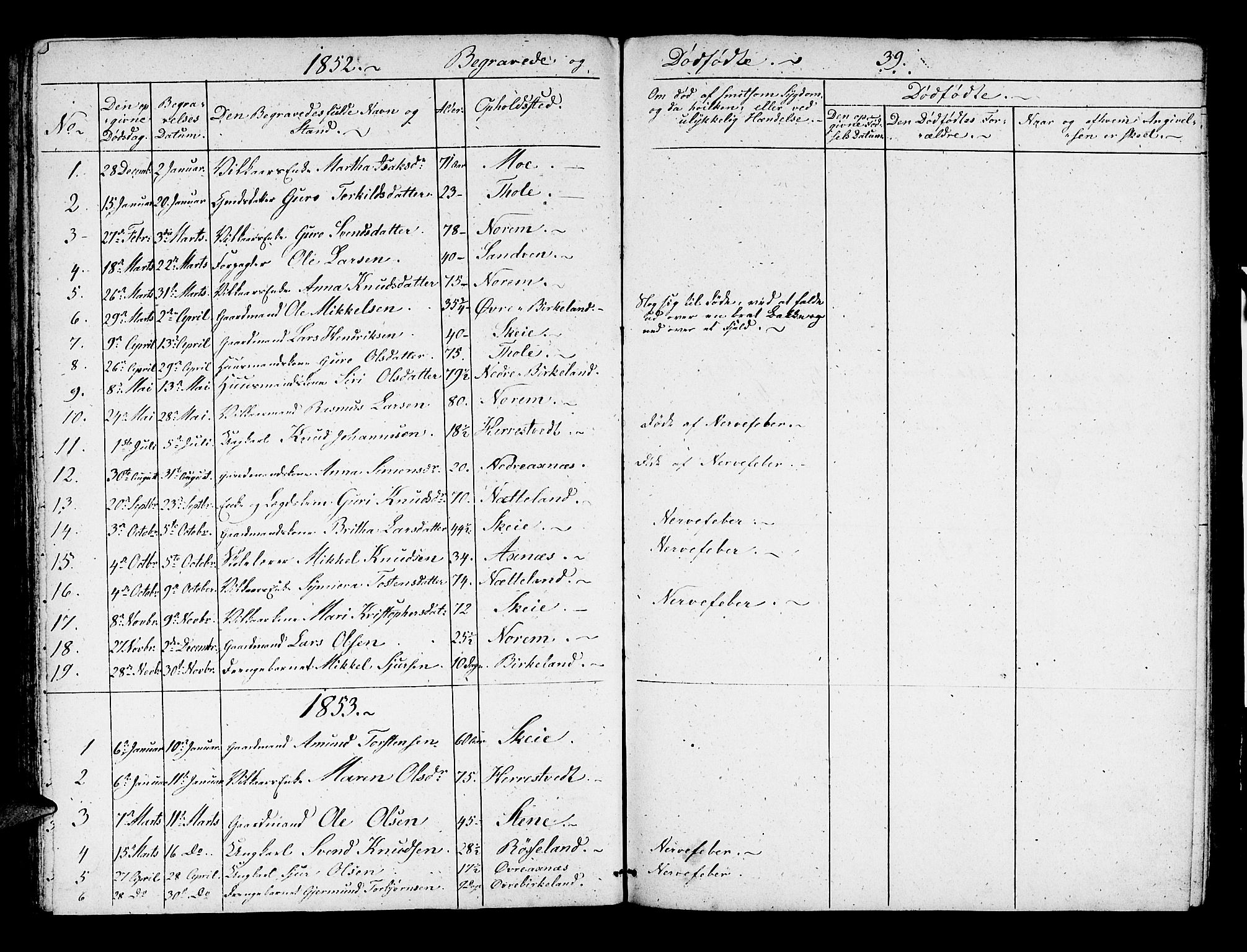 Kvam sokneprestembete, SAB/A-76201/H/Hab: Parish register (copy) no. B 1, 1852-1870, p. 39