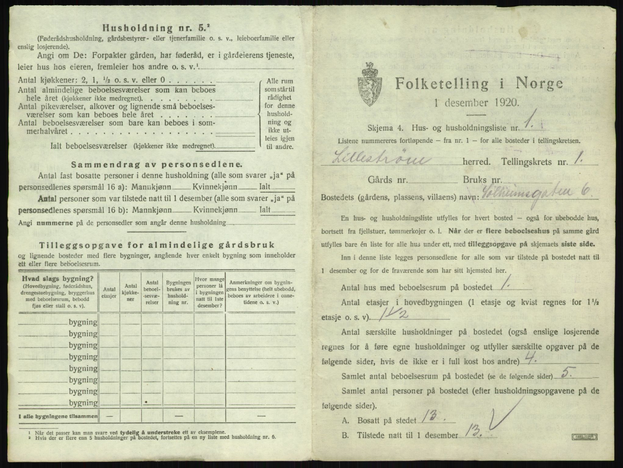 SAO, 1920 census for Lillestrøm, 1920, p. 31