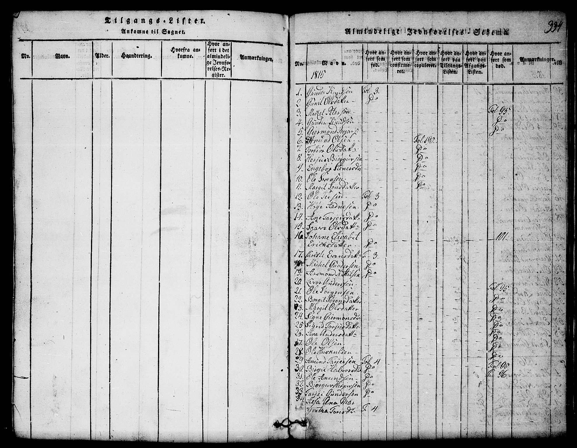 Mo kirkebøker, SAKO/A-286/G/Gb/L0001: Parish register (copy) no. II 1, 1814-1843, p. 334