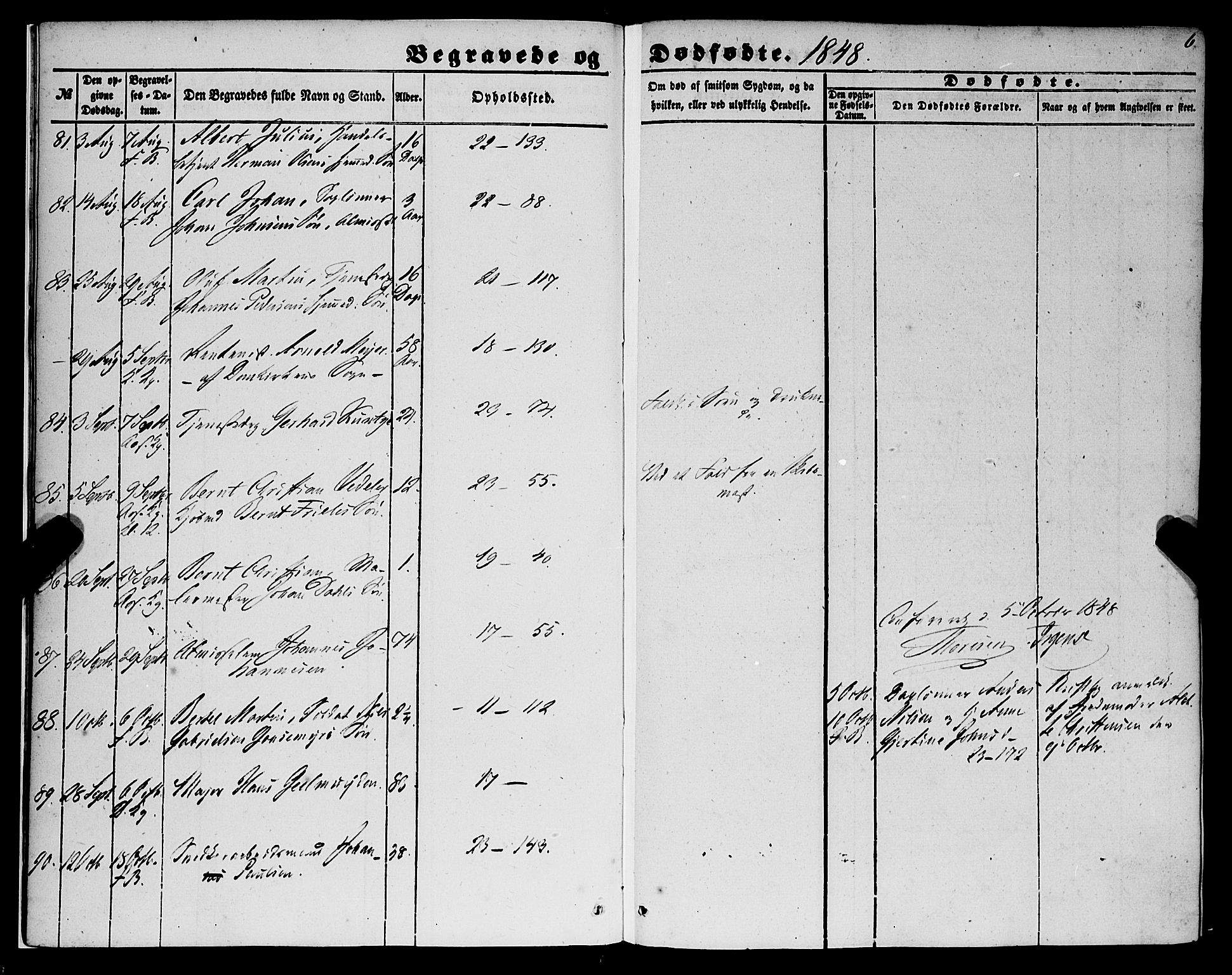 Korskirken sokneprestembete, SAB/A-76101/H/Haa: Parish register (official) no. E 2, 1848-1862, p. 6