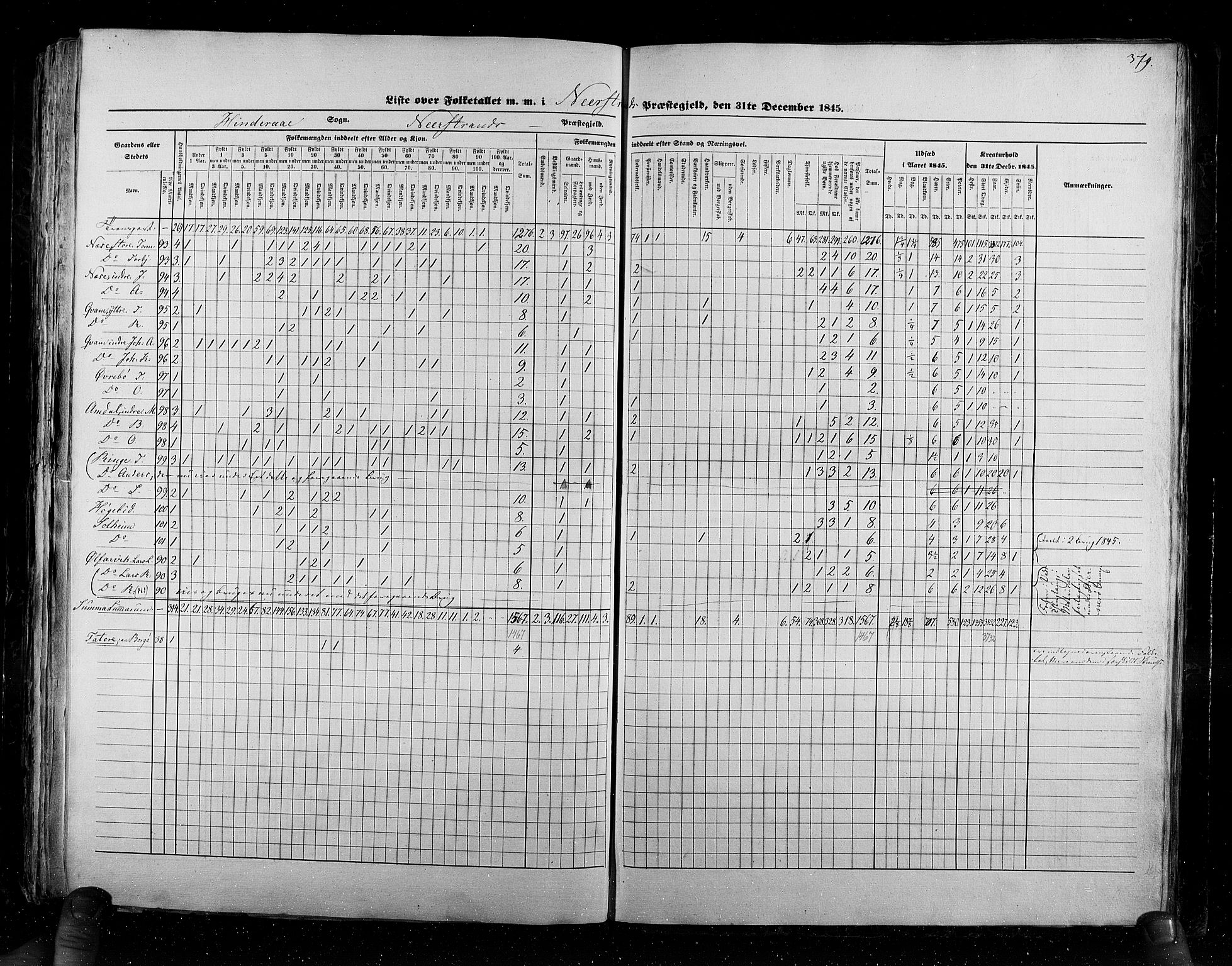 RA, Census 1845, vol. 6: Lister og Mandal amt og Stavanger amt, 1845, p. 379