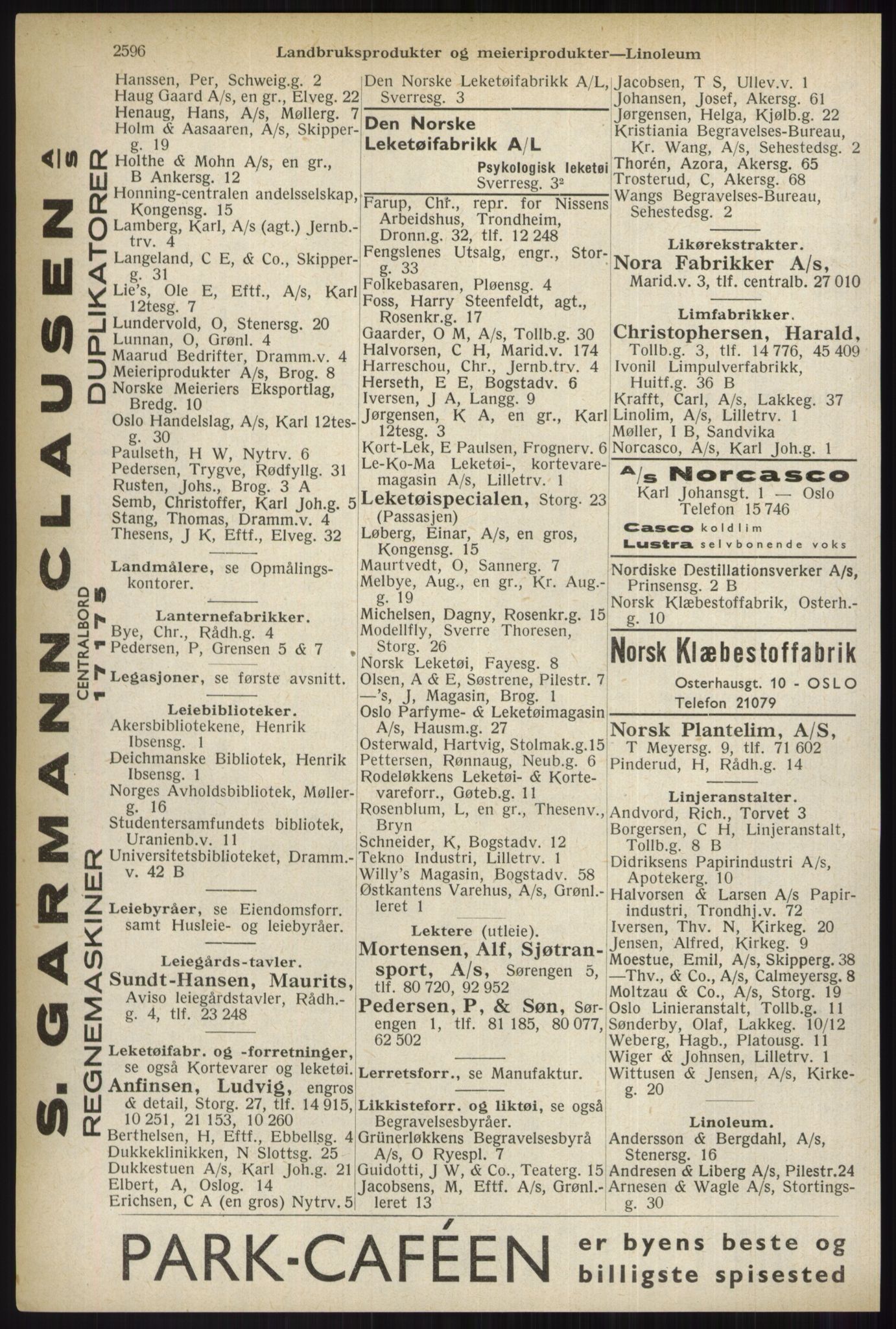 Kristiania/Oslo adressebok, PUBL/-, 1937, p. 2596