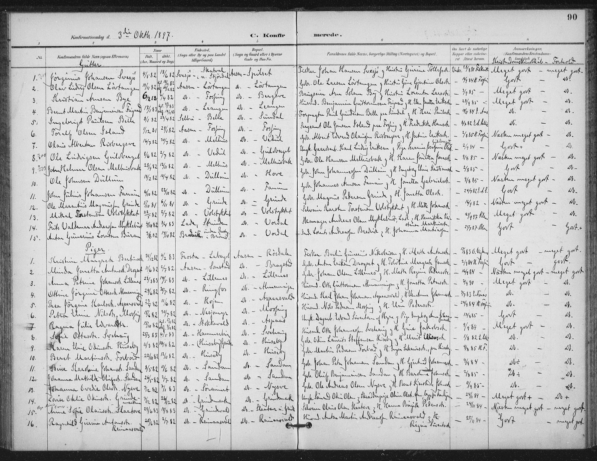 Ministerialprotokoller, klokkerbøker og fødselsregistre - Nord-Trøndelag, SAT/A-1458/714/L0131: Parish register (official) no. 714A02, 1896-1918, p. 90