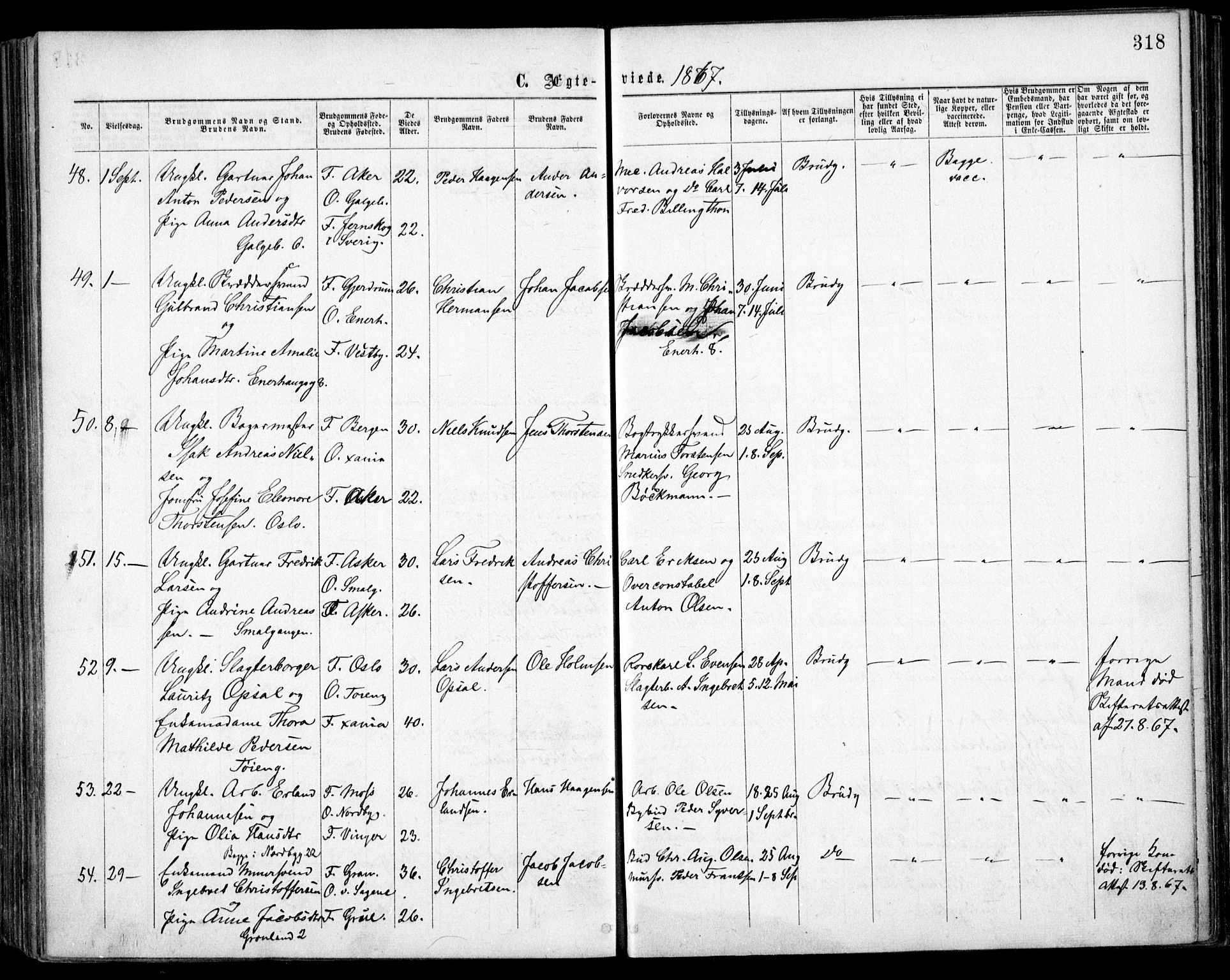 Grønland prestekontor Kirkebøker, AV/SAO-A-10848/F/Fa/L0003: Parish register (official) no. 3, 1862-1868, p. 318