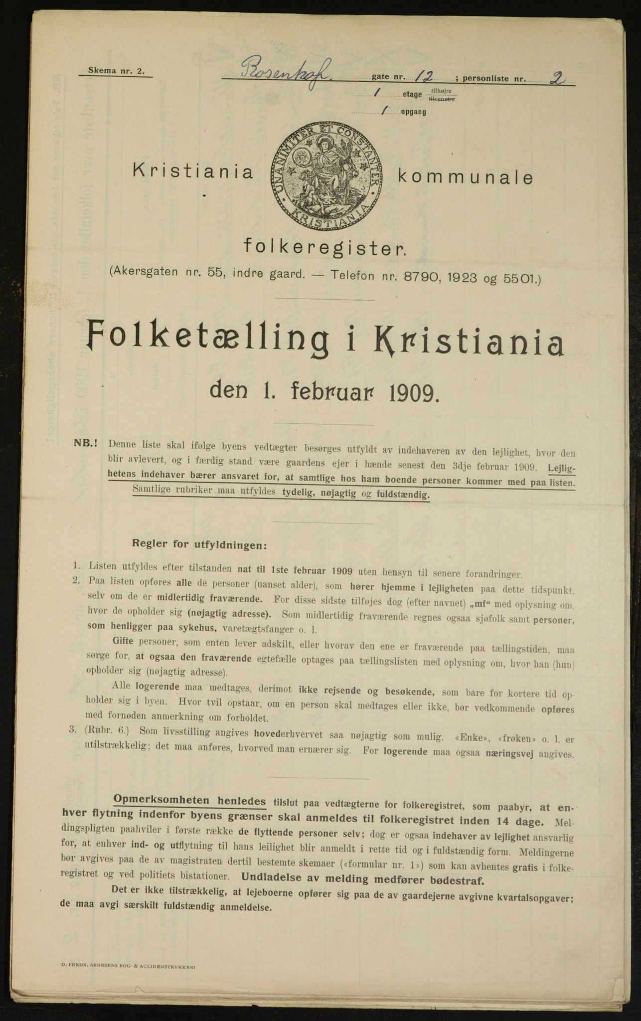 OBA, Municipal Census 1909 for Kristiania, 1909, p. 75915