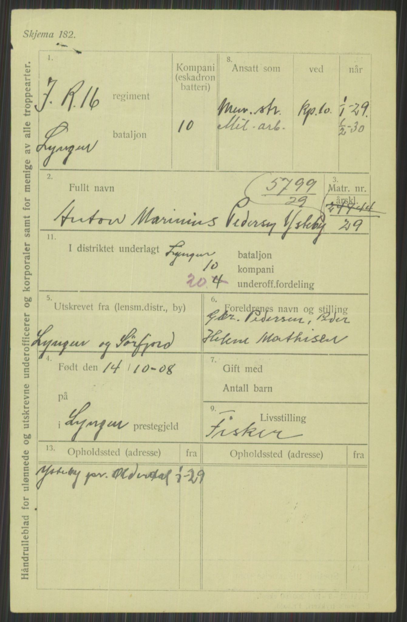 Forsvaret, Troms infanteriregiment nr. 16, AV/RA-RAFA-3146/P/Pa/L0013/0004: Rulleblad / Rulleblad for regimentets menige mannskaper, årsklasse 1929, 1929, p. 1295