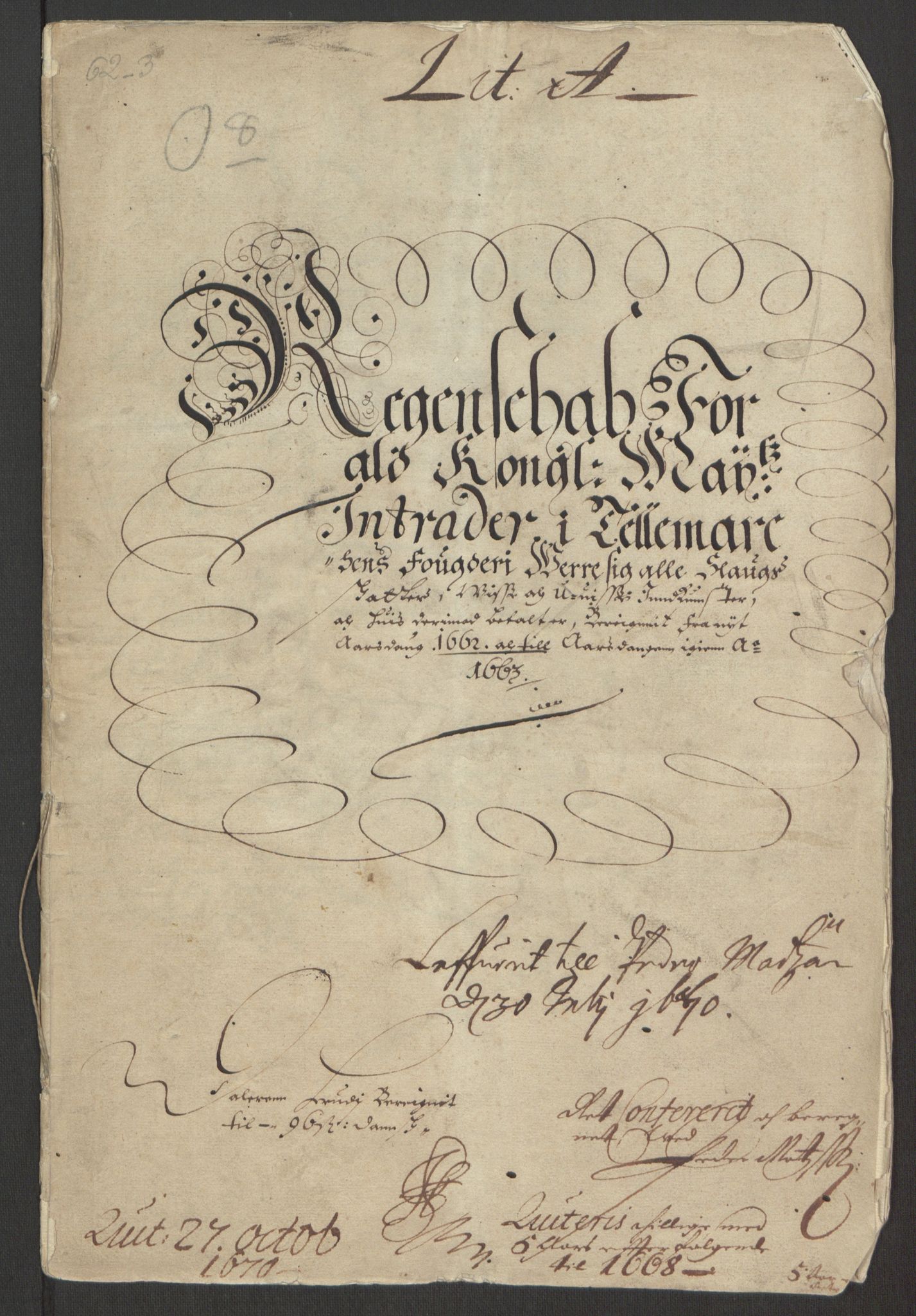Rentekammeret inntil 1814, Reviderte regnskaper, Fogderegnskap, RA/EA-4092/R35/L2054: Fogderegnskap Øvre og Nedre Telemark, 1662-1663, p. 3