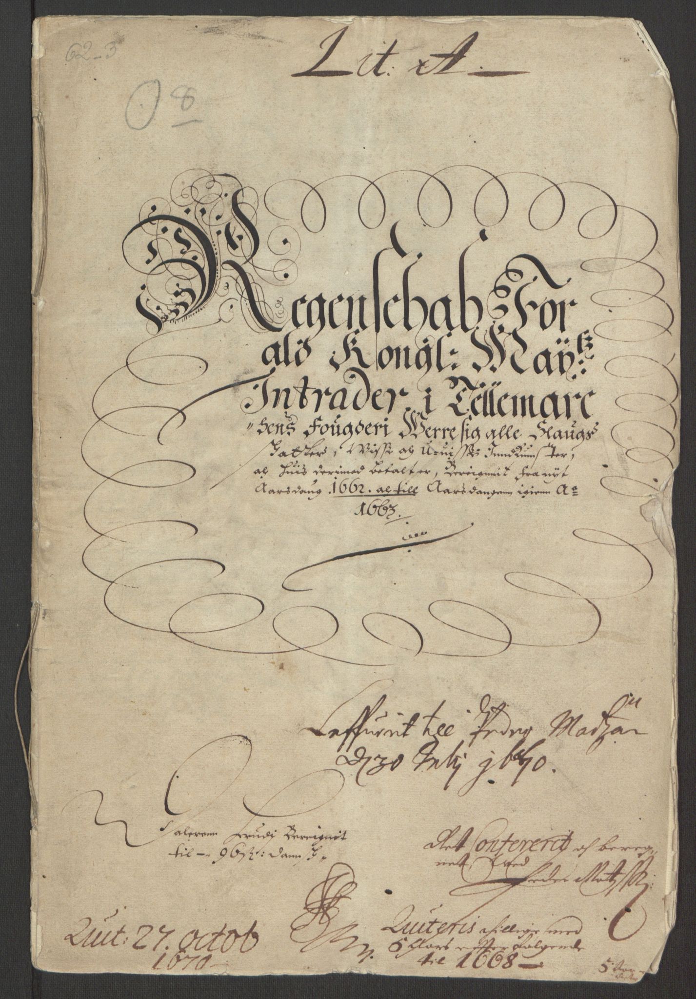 Rentekammeret inntil 1814, Reviderte regnskaper, Fogderegnskap, AV/RA-EA-4092/R35/L2054: Fogderegnskap Øvre og Nedre Telemark, 1662-1663, p. 3