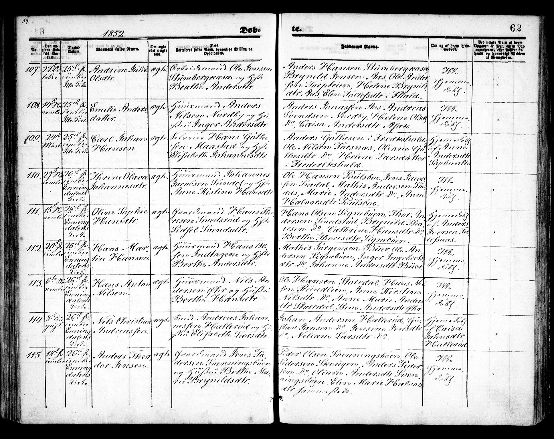 Idd prestekontor Kirkebøker, SAO/A-10911/F/Fc/L0004a: Parish register (official) no. III 4A, 1848-1860, p. 62