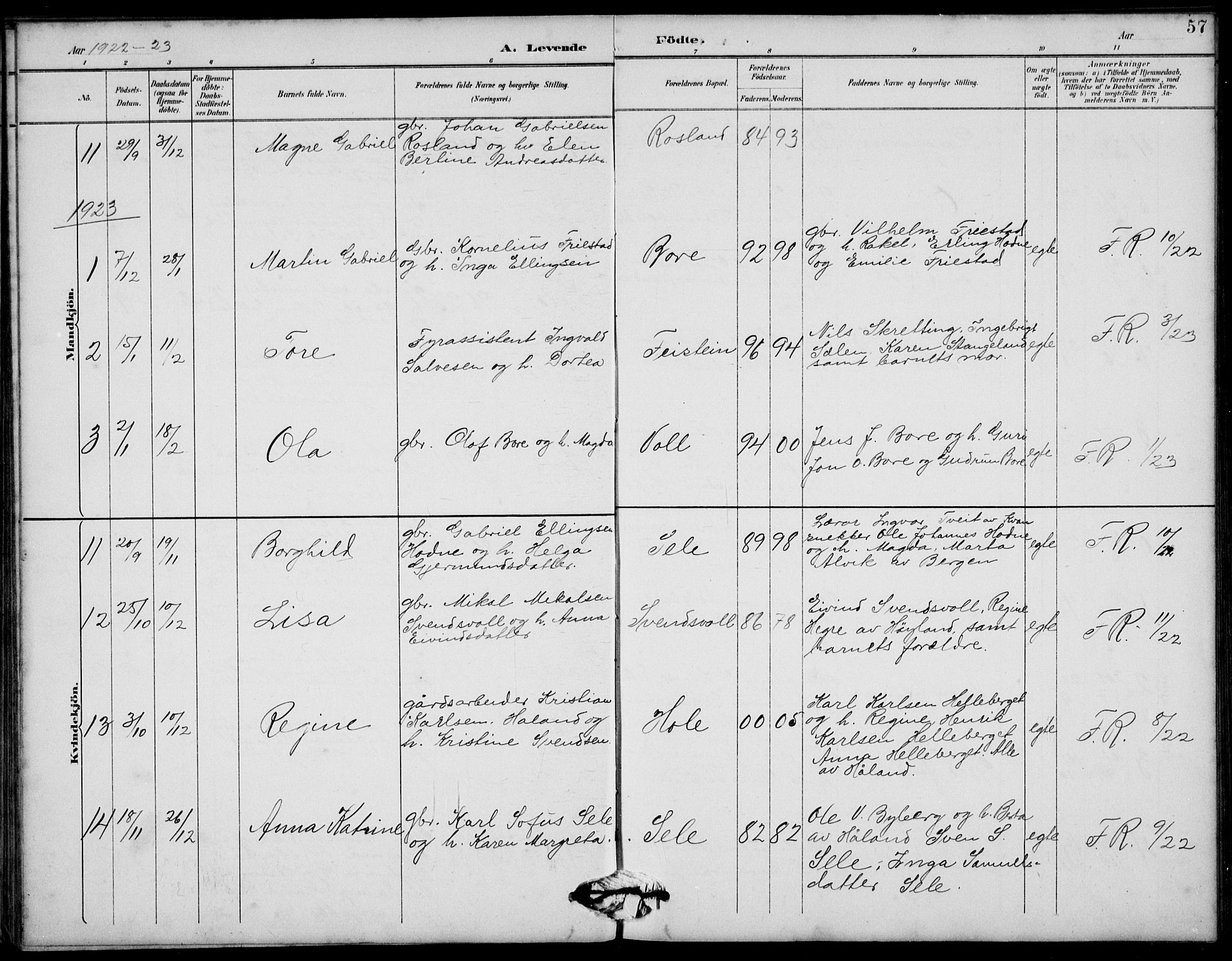 Klepp sokneprestkontor, AV/SAST-A-101803/001/3/30BB/L0006: Parish register (copy) no. B 6, 1889-1936, p. 57