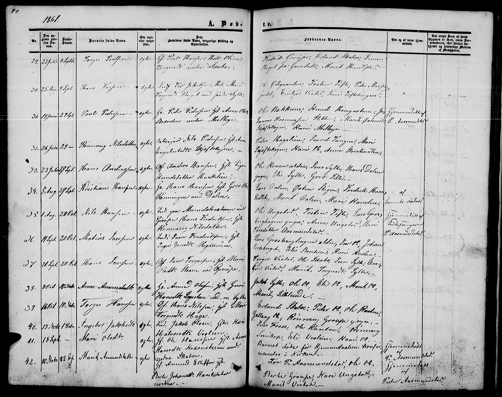 Nord-Fron prestekontor, SAH/PREST-080/H/Ha/Hab/L0002: Parish register (copy) no. 2, 1851-1883, p. 49