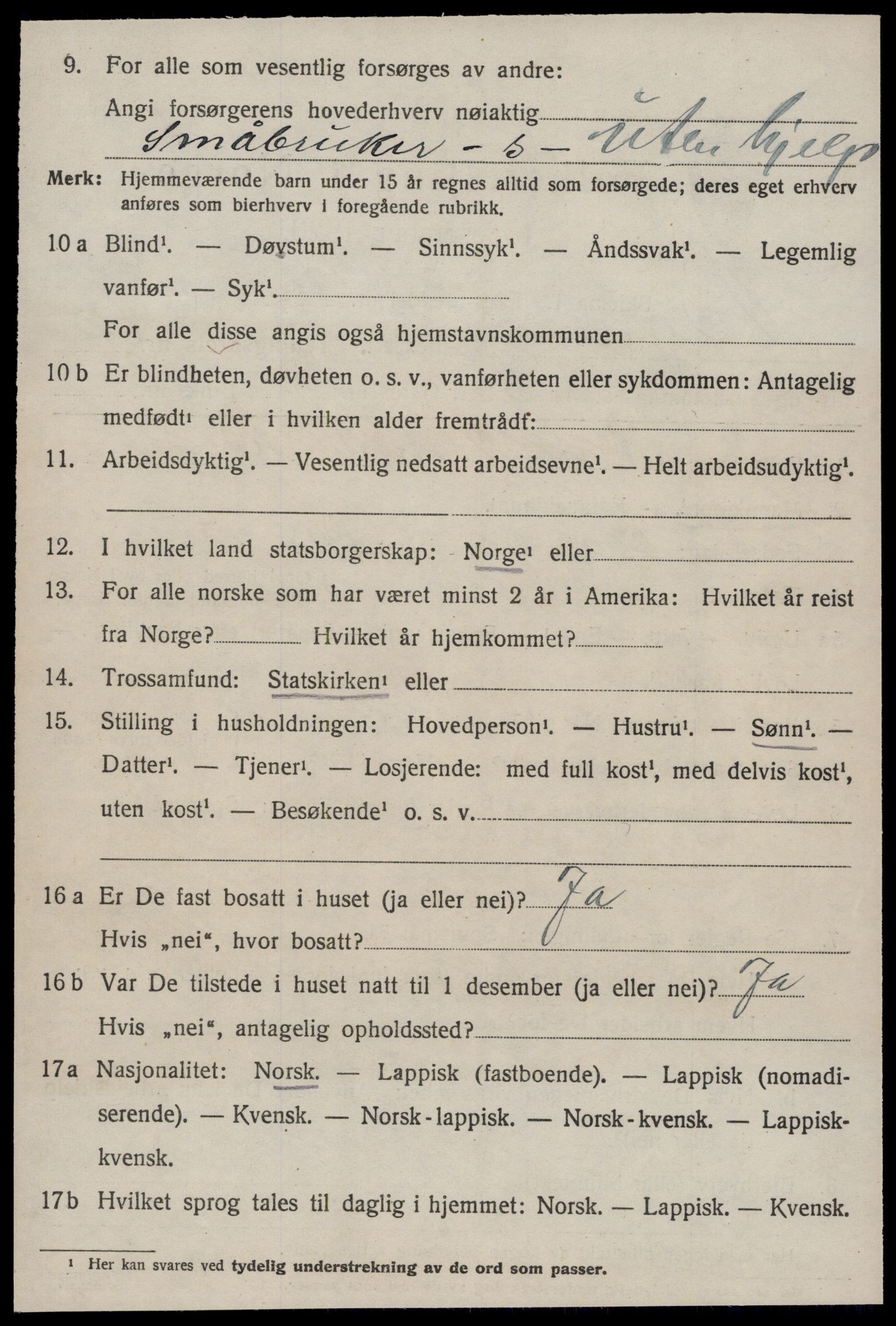 SAT, 1920 census for Byneset, 1920, p. 1625