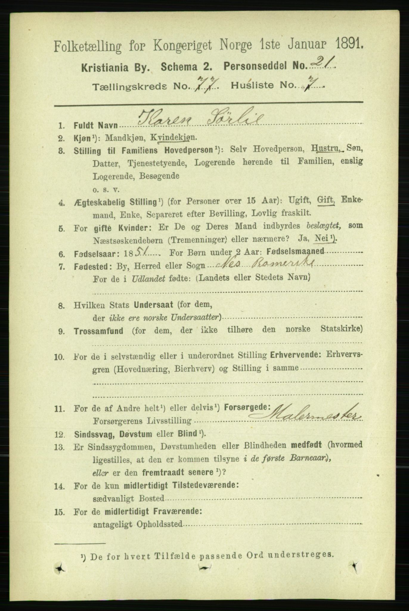 RA, 1891 census for 0301 Kristiania, 1891, p. 40731