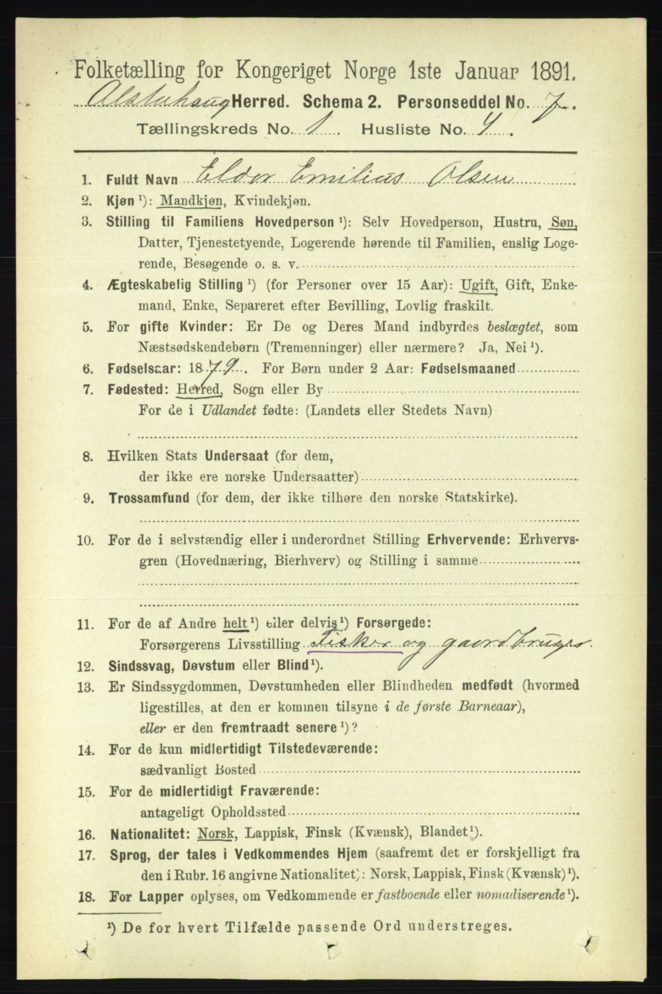 RA, 1891 census for 1820 Alstahaug, 1891, p. 110