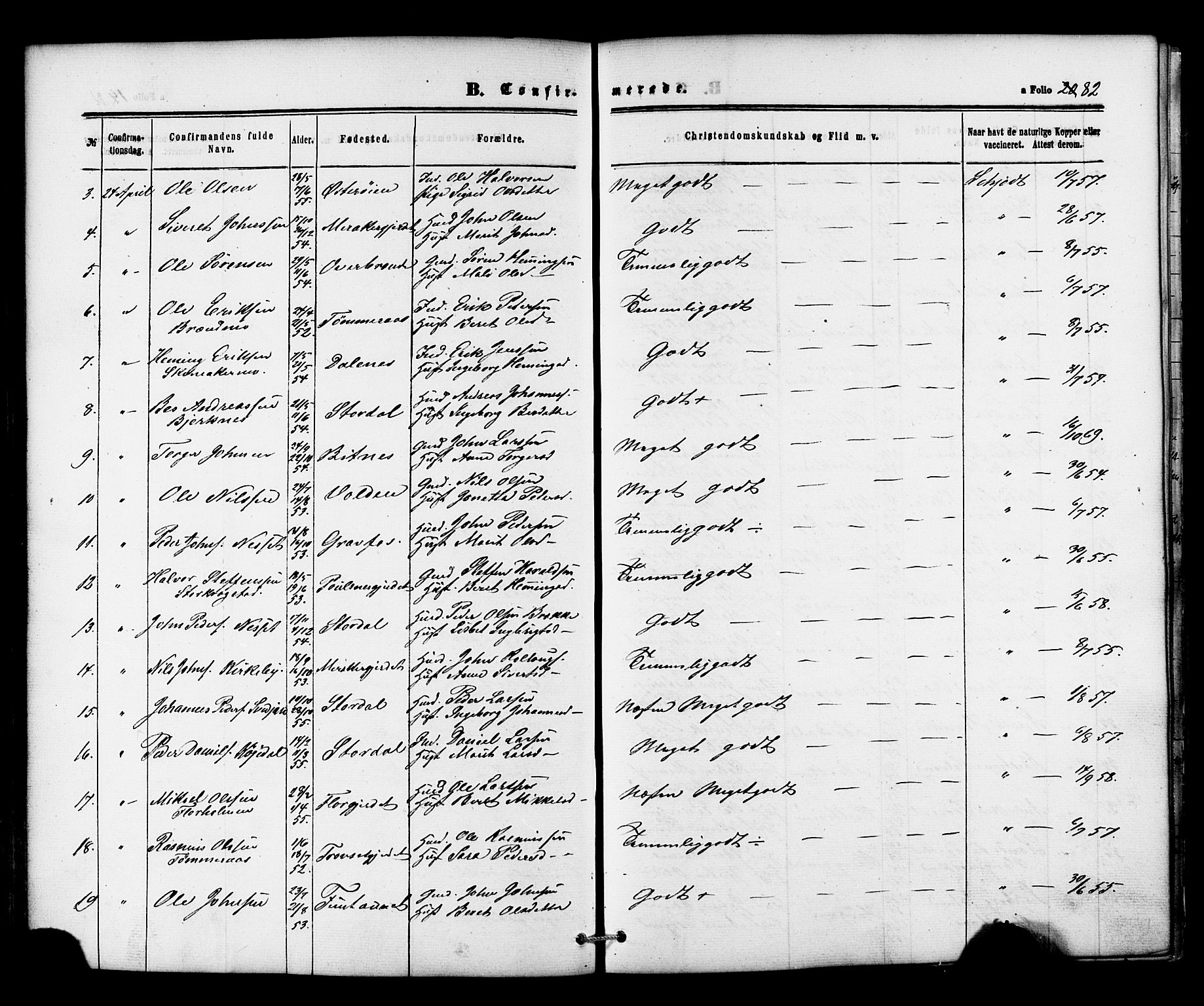 Ministerialprotokoller, klokkerbøker og fødselsregistre - Nord-Trøndelag, SAT/A-1458/706/L0041: Parish register (official) no. 706A02, 1862-1877, p. 82