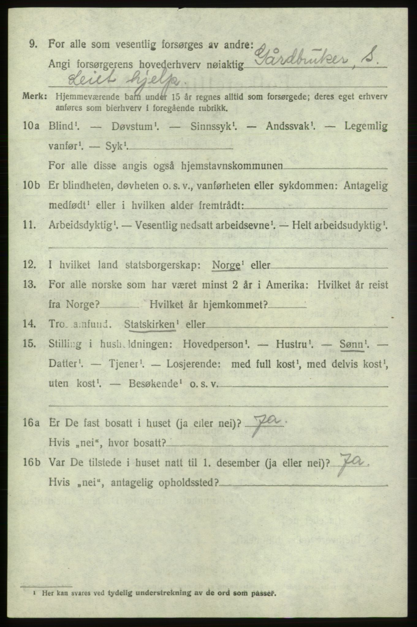 SAB, 1920 census for Tysnes, 1920, p. 4553