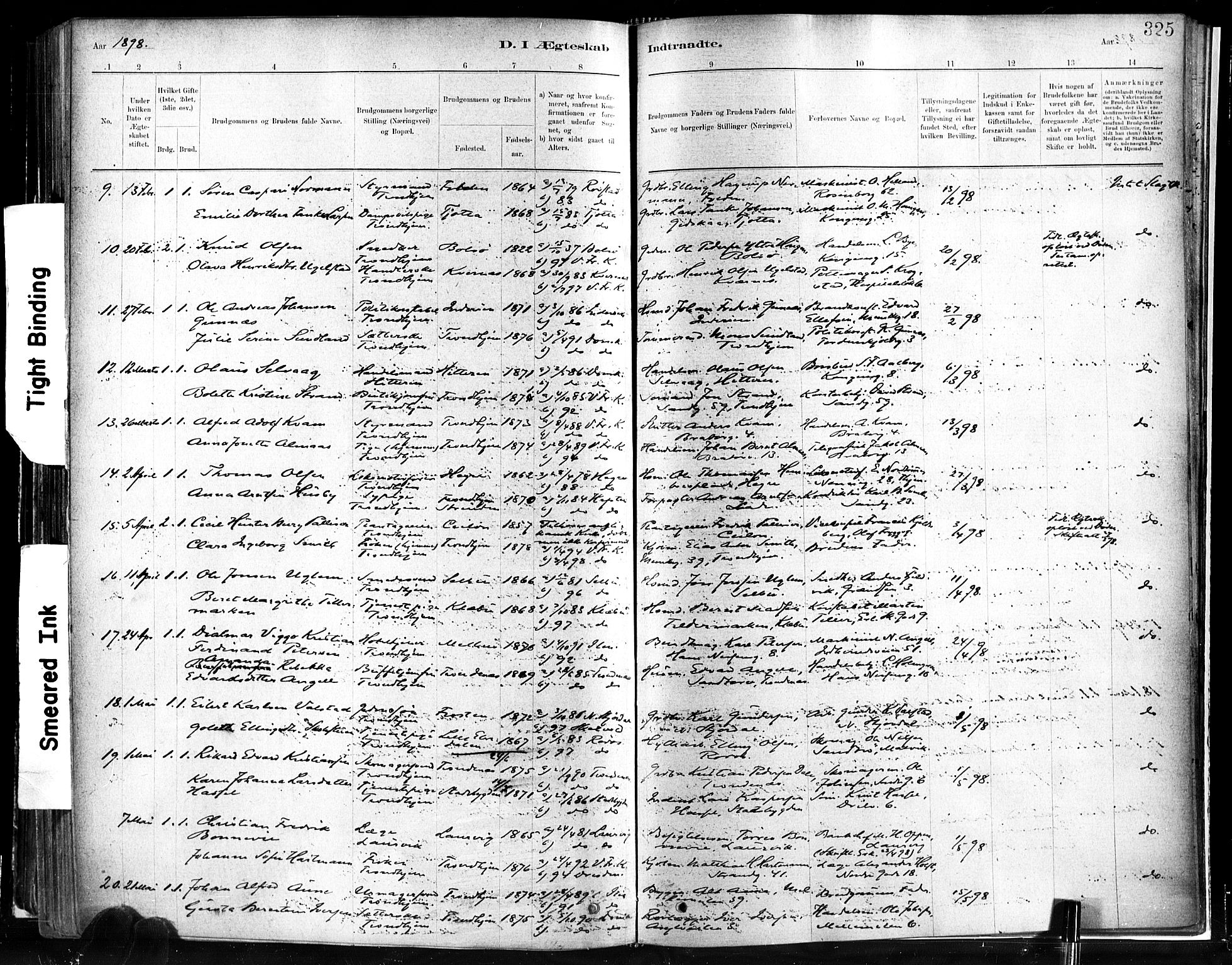 Ministerialprotokoller, klokkerbøker og fødselsregistre - Sør-Trøndelag, SAT/A-1456/602/L0119: Parish register (official) no. 602A17, 1880-1901, p. 325