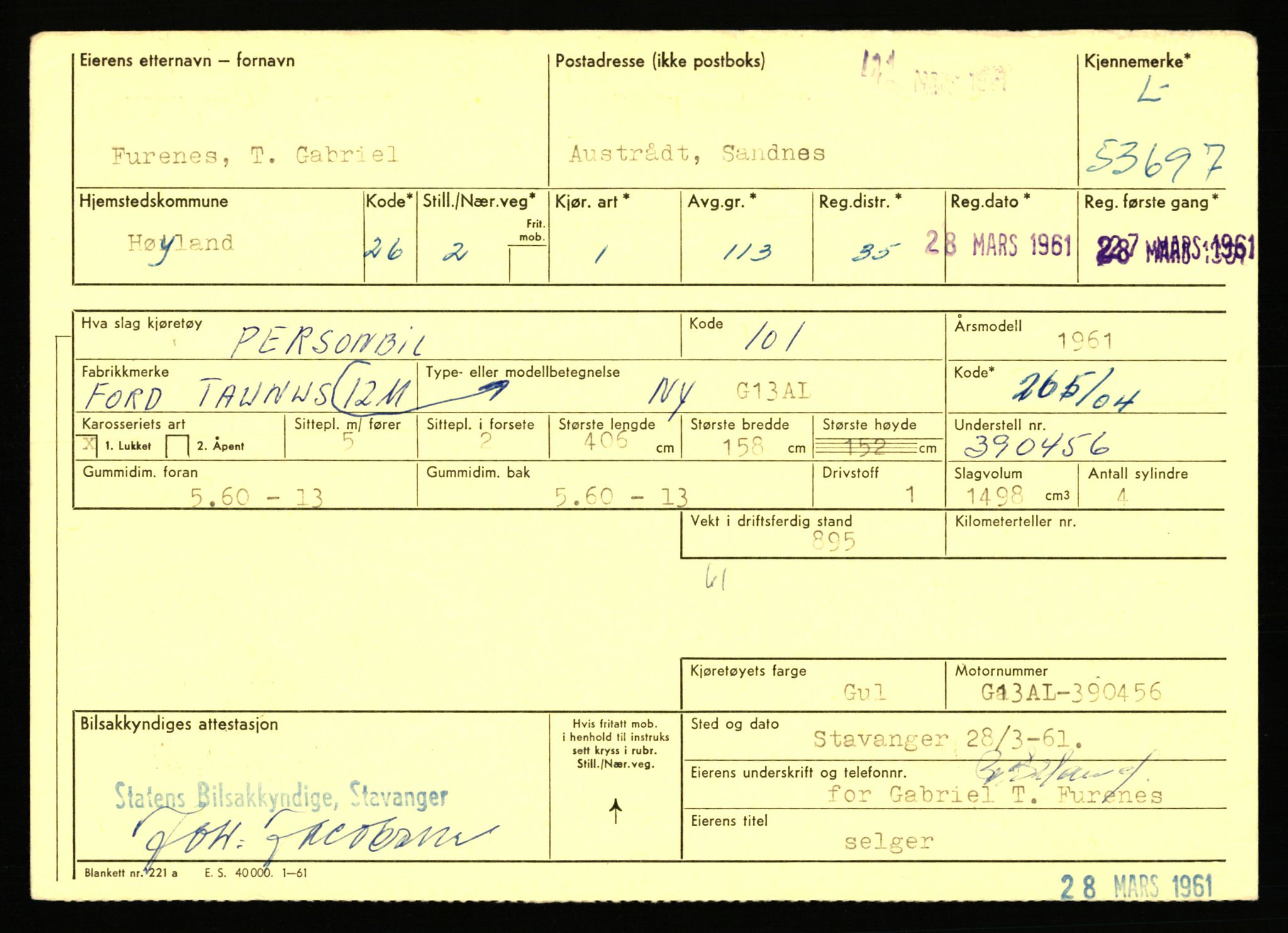 Stavanger trafikkstasjon, AV/SAST-A-101942/0/F/L0053: L-52900 - L-54199, 1930-1971, p. 1905