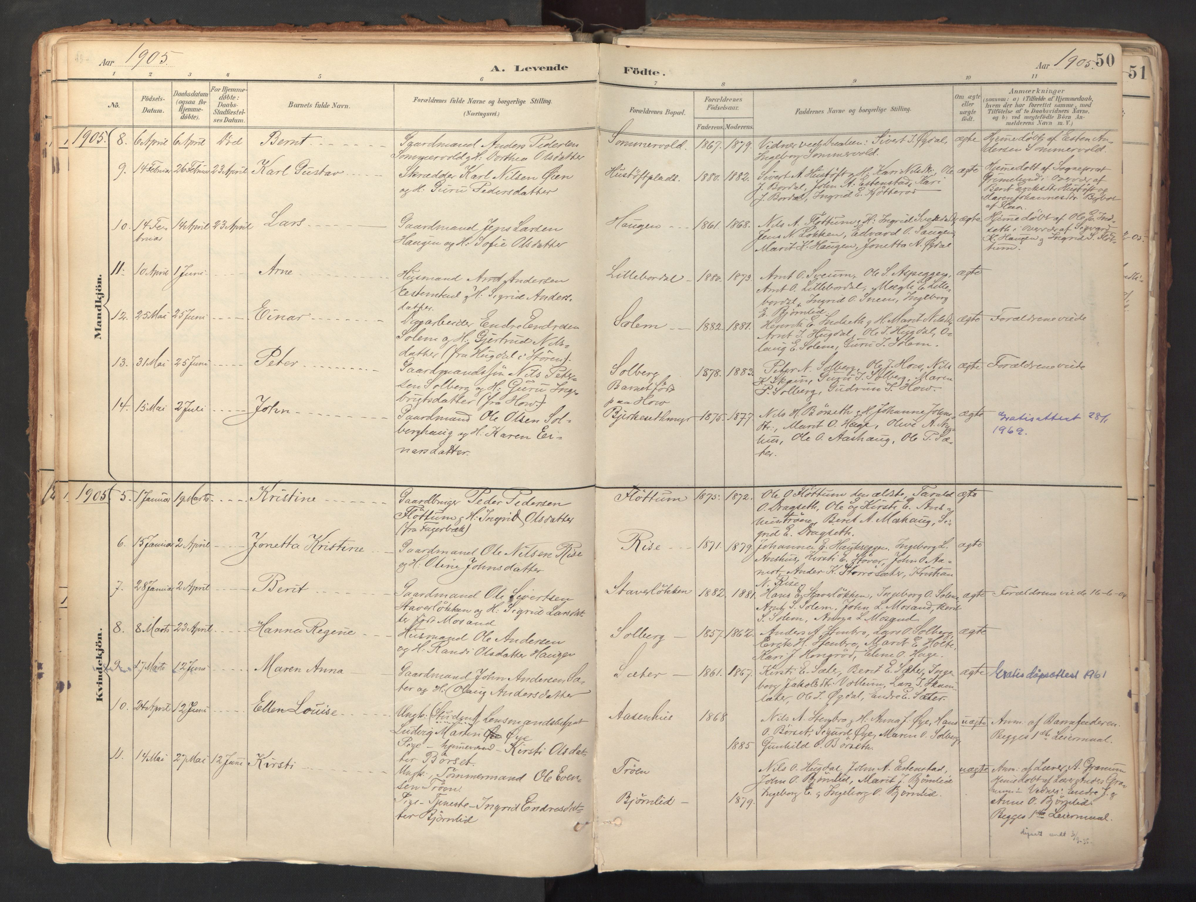 Ministerialprotokoller, klokkerbøker og fødselsregistre - Sør-Trøndelag, SAT/A-1456/689/L1041: Parish register (official) no. 689A06, 1891-1923, p. 50
