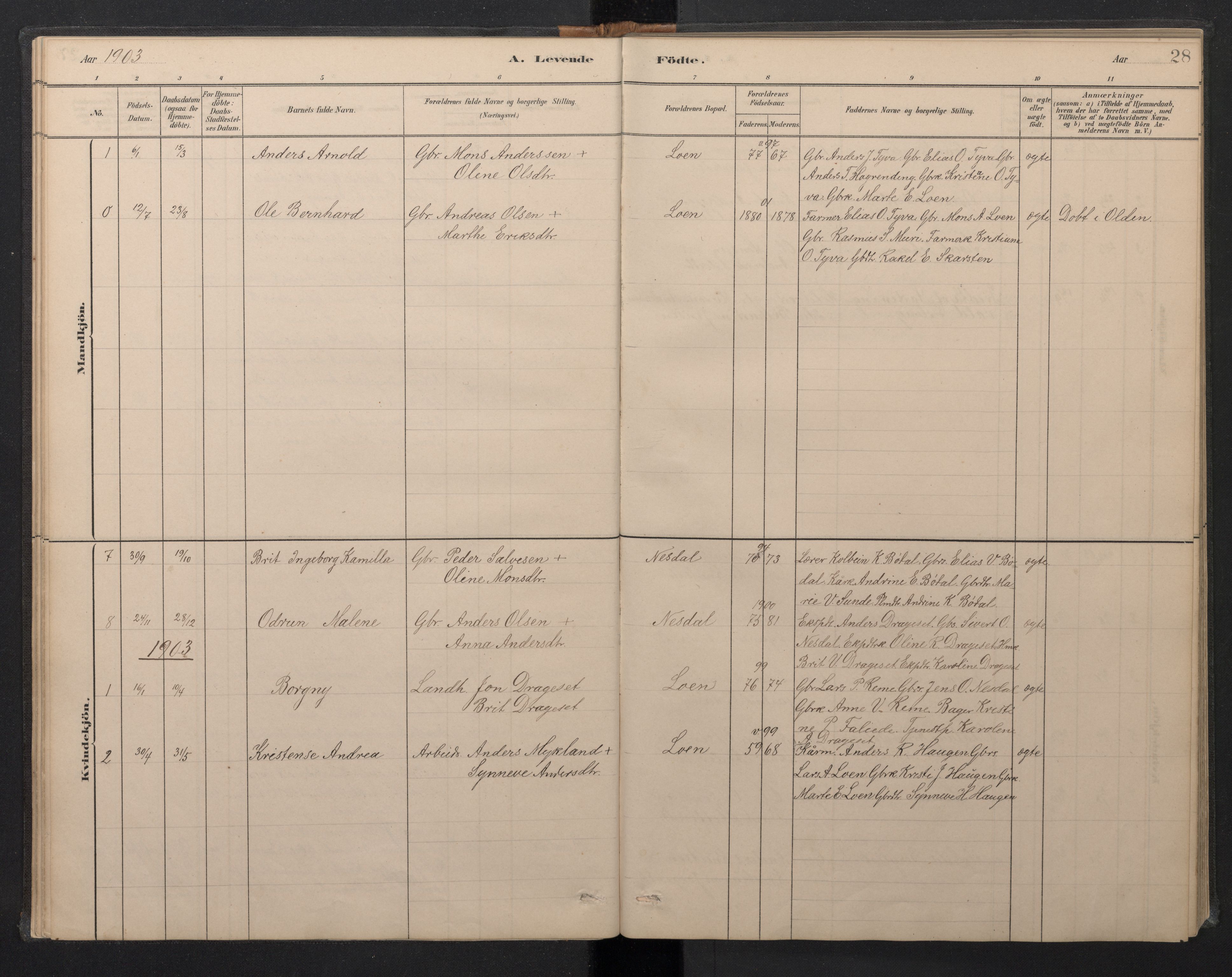 Stryn Sokneprestembete, AV/SAB-A-82501: Parish register (copy) no. B 3, 1881-1918, p. 27b-28a