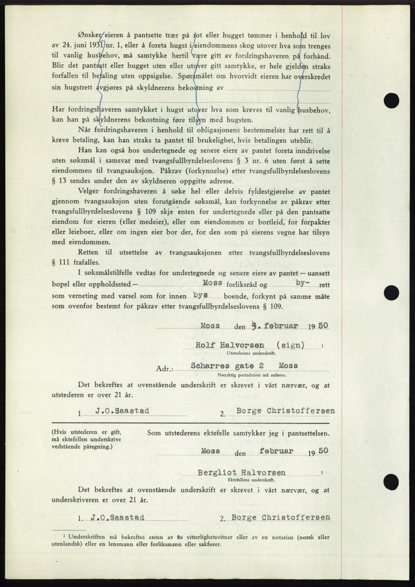 Moss sorenskriveri, SAO/A-10168: Mortgage book no. B23, 1949-1950, Diary no: : 355/1950