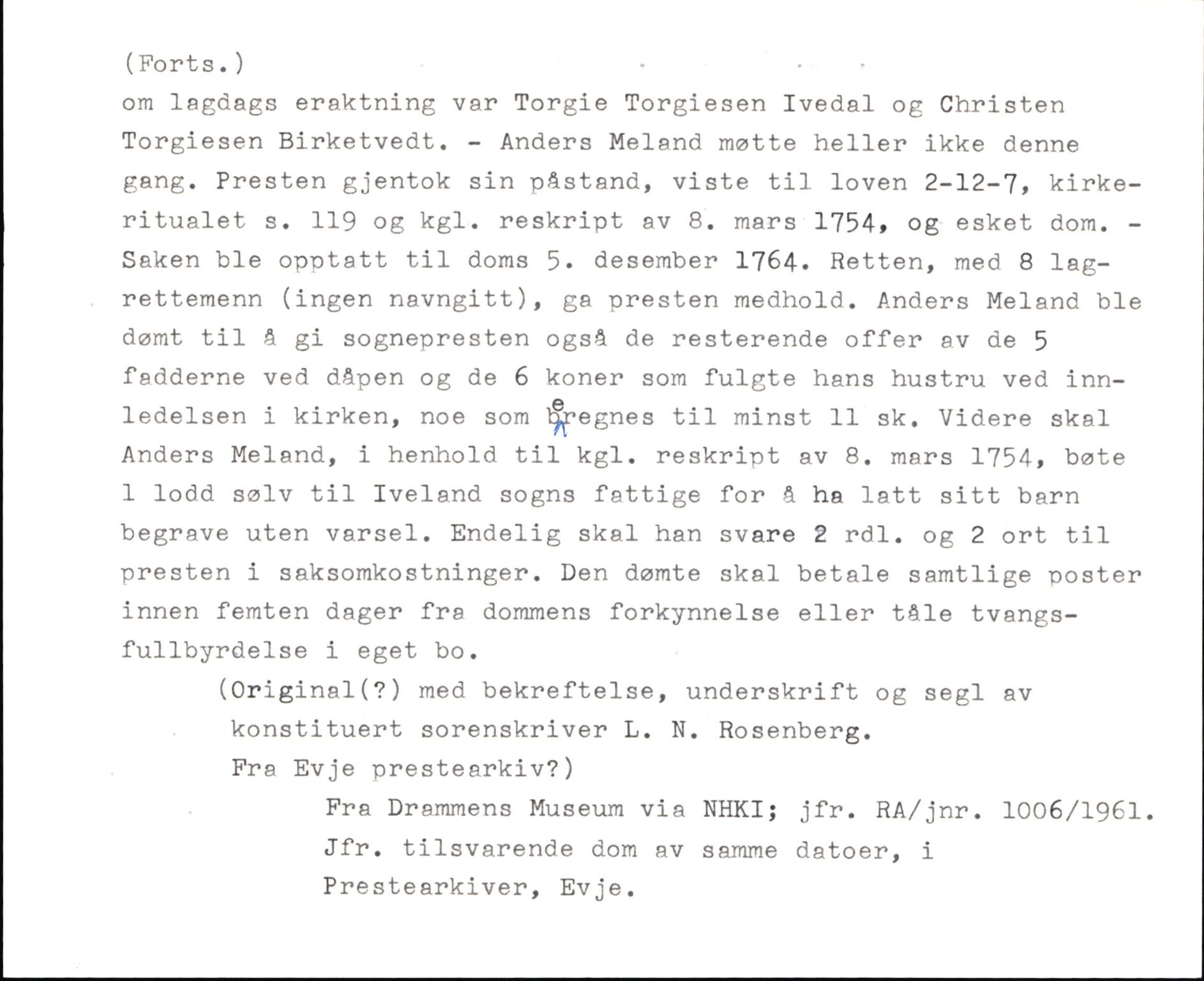 Riksarkivets diplomsamling, AV/RA-EA-5965/F35/F35k/L0003: Regestsedler: Prestearkiver fra Telemark, Agder, Vestlandet og Trøndelag, p. 266