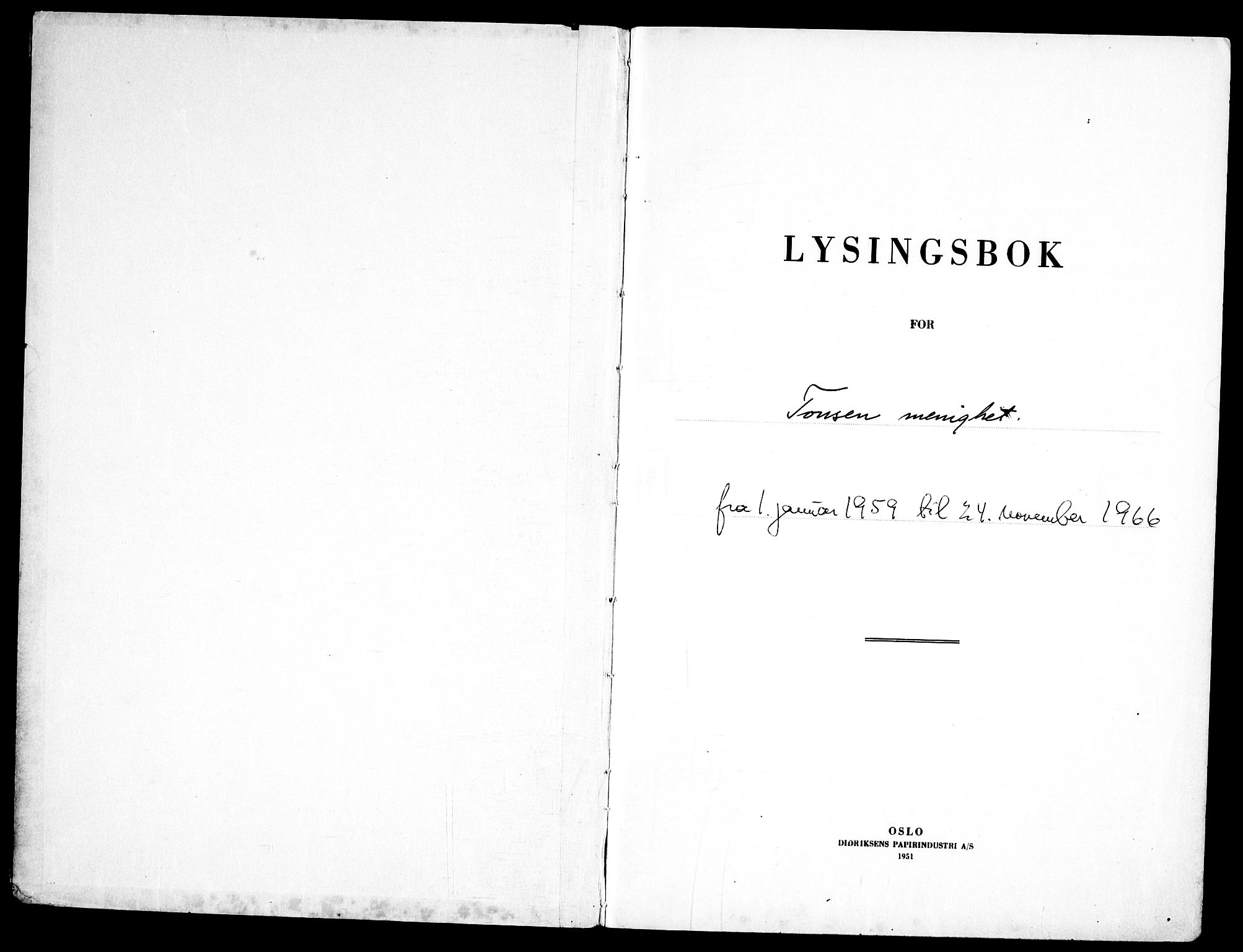 Tonsen prestekontor Kirkebøker, AV/SAO-A-10322a/H/Ha/L0001: Banns register no. 1, 1959-1966