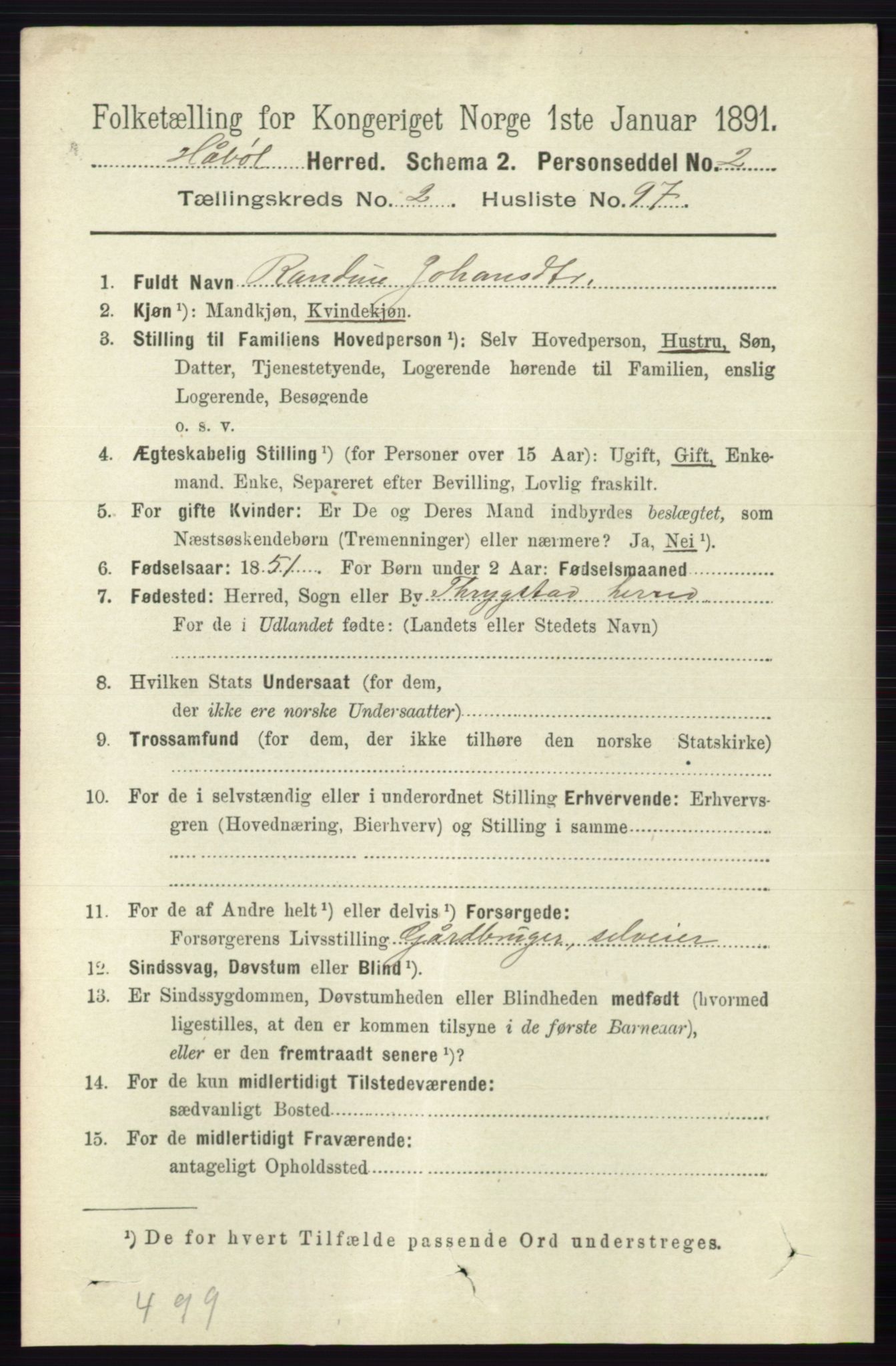 RA, 1891 census for 0138 Hobøl, 1891, p. 1583