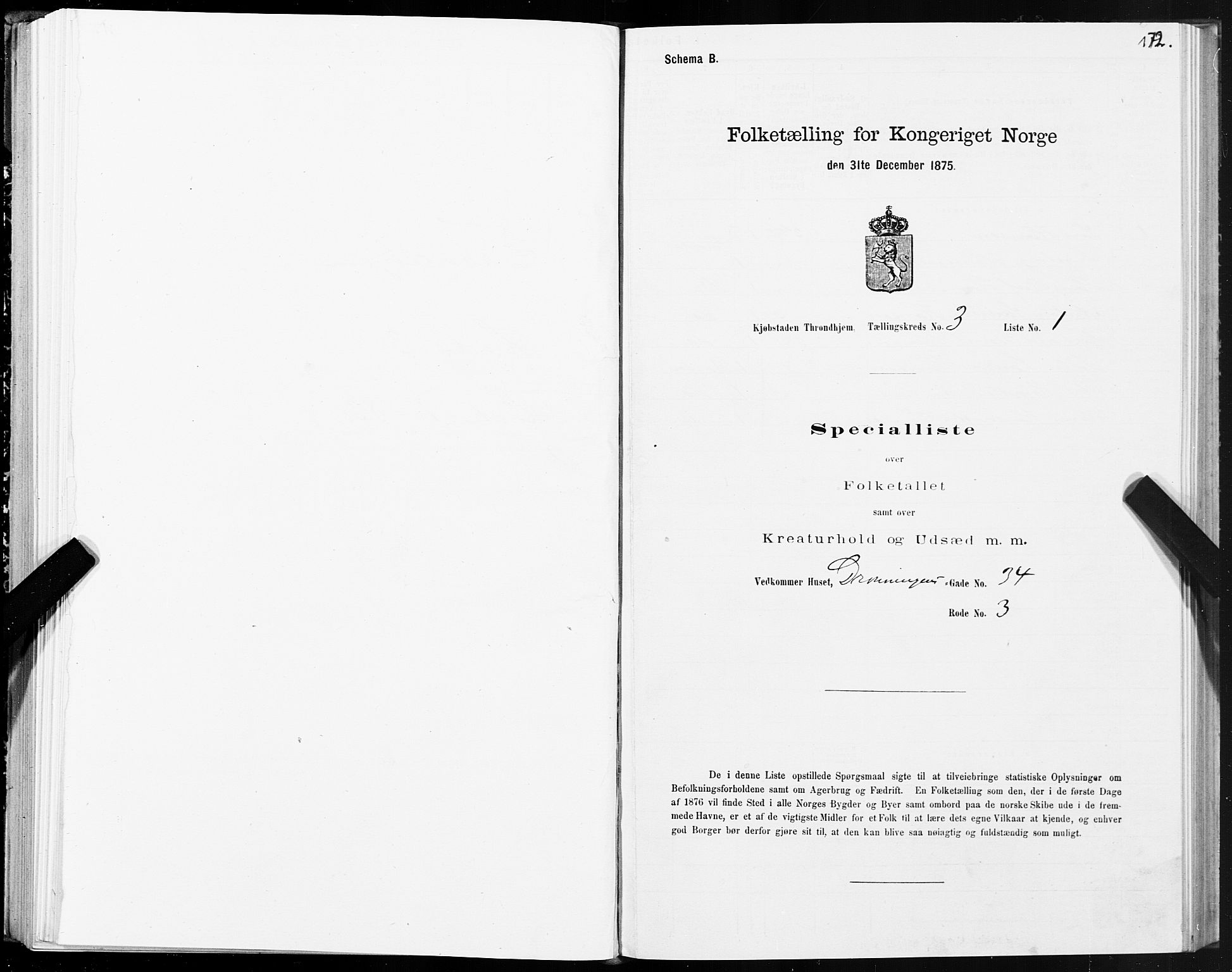 SAT, 1875 census for 1601 Trondheim, 1875, p. 2172