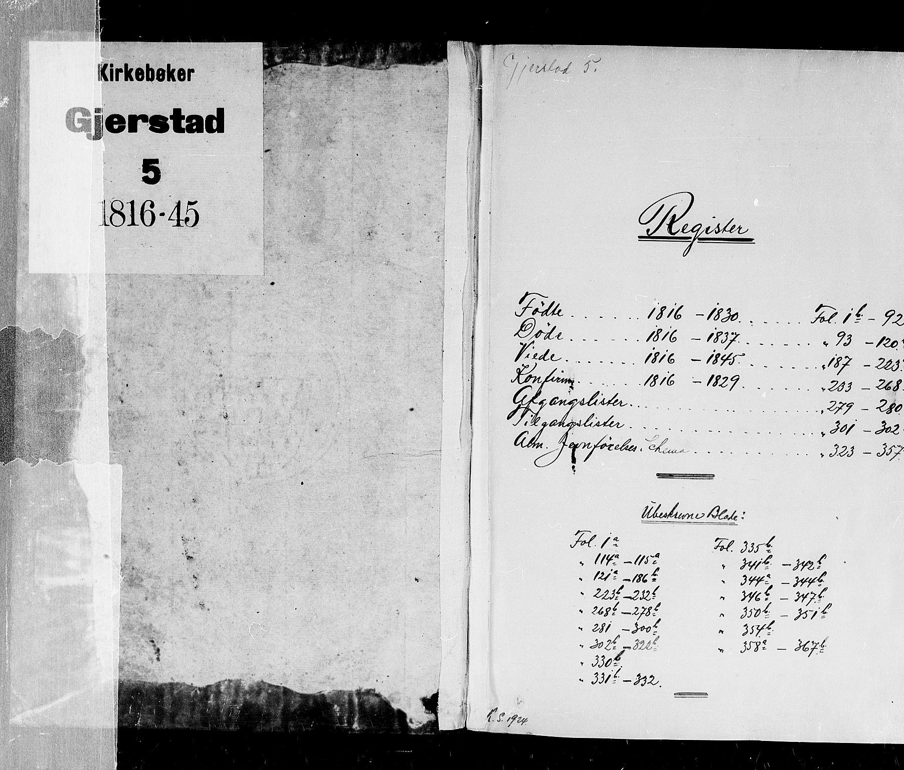 Gjerstad sokneprestkontor, SAK/1111-0014/F/Fb/Fba/L0002: Parish register (copy) no. B 2, 1816-1845