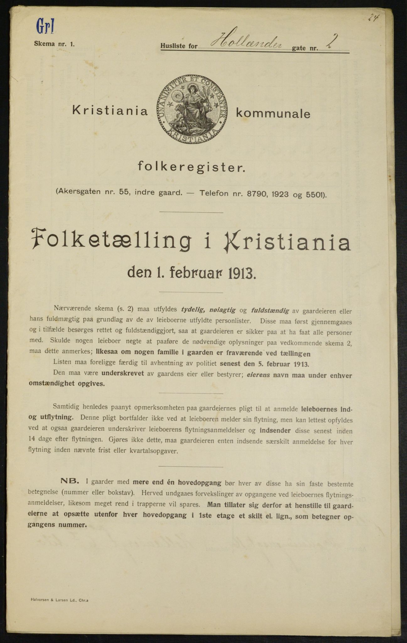 OBA, Municipal Census 1913 for Kristiania, 1913, p. 40449