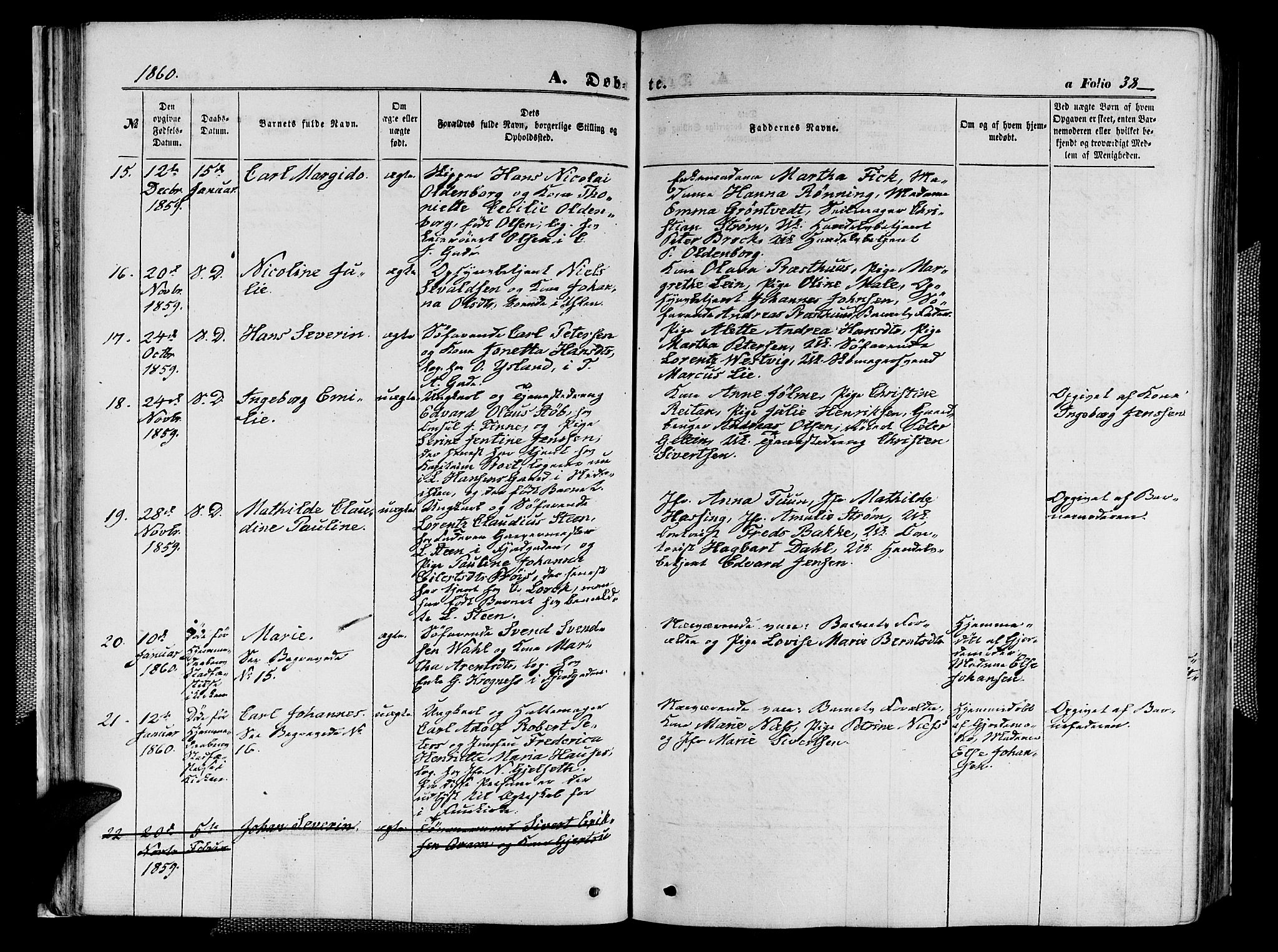 Ministerialprotokoller, klokkerbøker og fødselsregistre - Sør-Trøndelag, SAT/A-1456/602/L0139: Parish register (copy) no. 602C07, 1859-1864, p. 38
