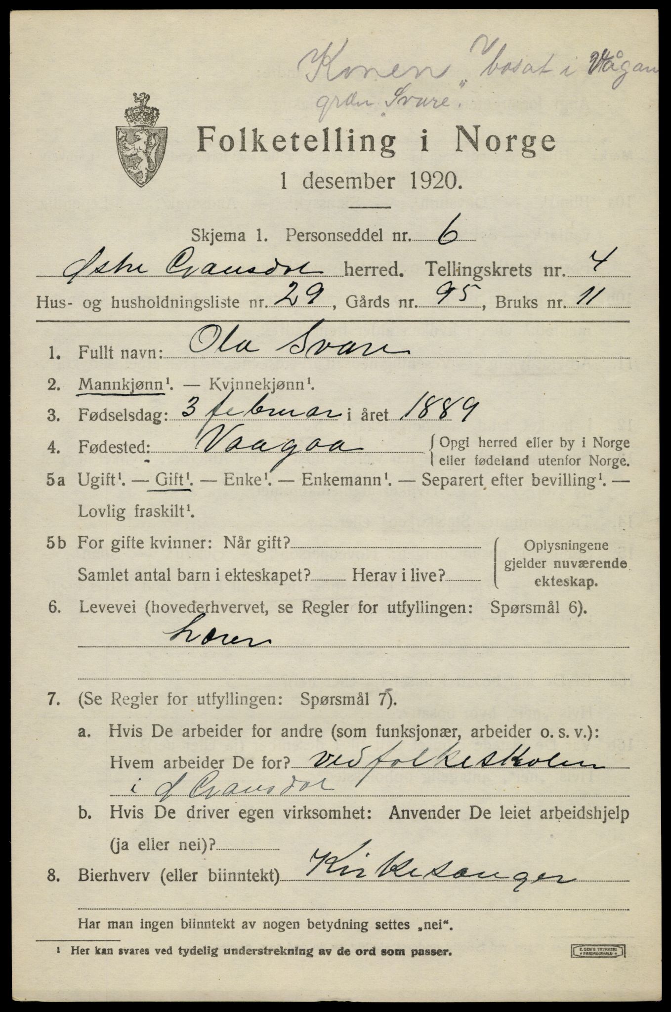 SAH, 1920 census for Østre Gausdal, 1920, p. 2688